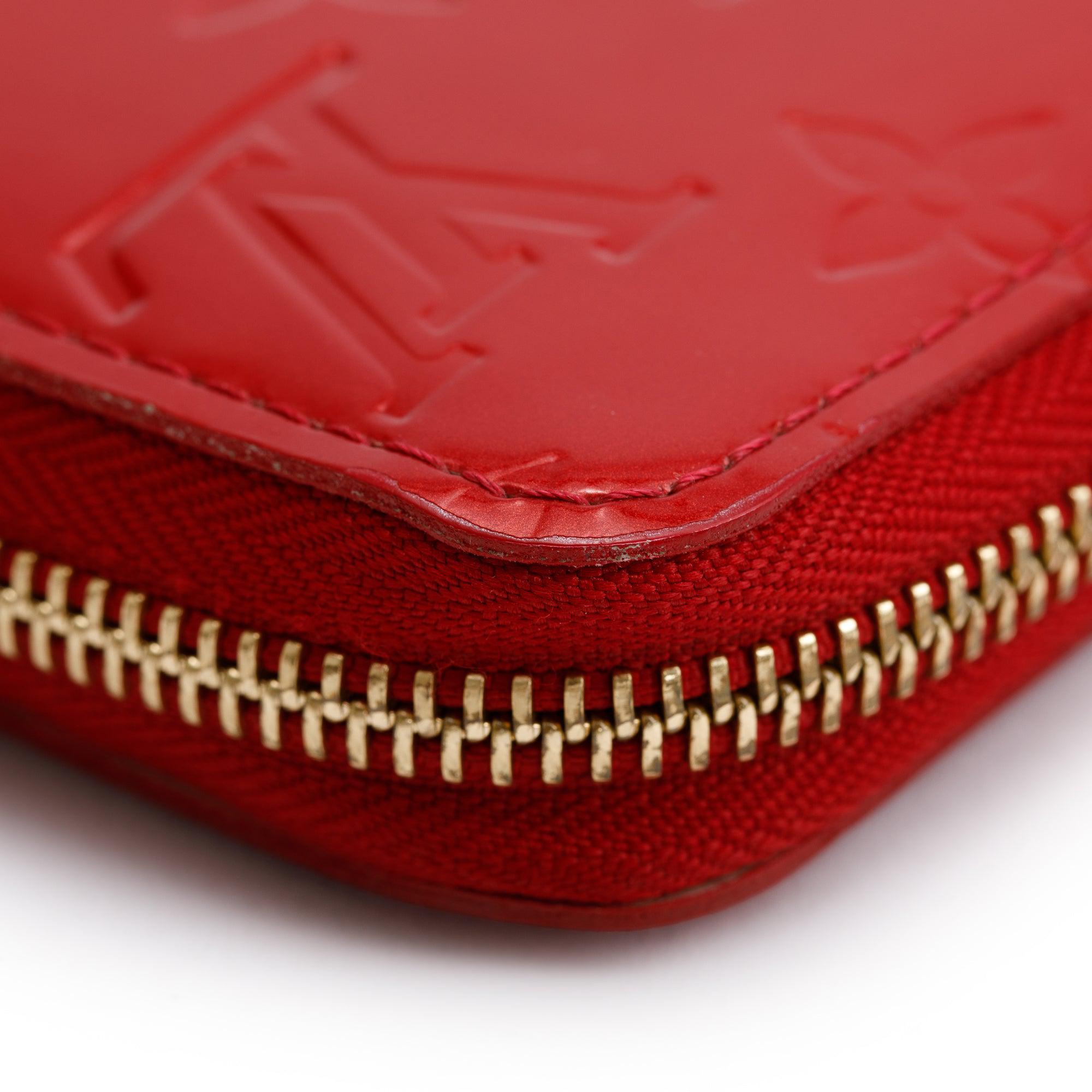 Louis Vuitton Red Vernis Leather Zippy Wallet w/ Box