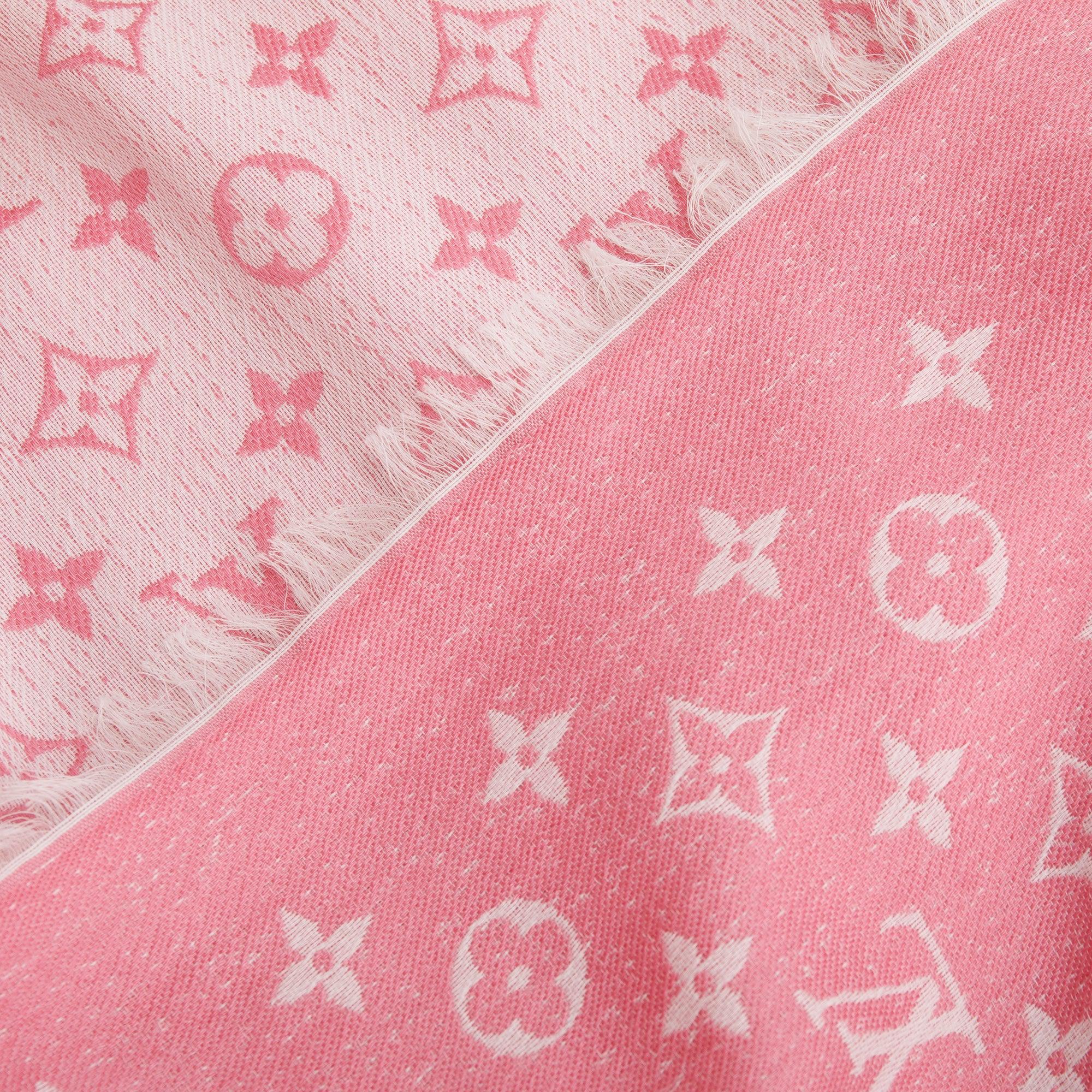 Louis Vuitton Rose Ballerine Monogram Silk/Wool My Daily Denim Shawl Scarf w/ Box