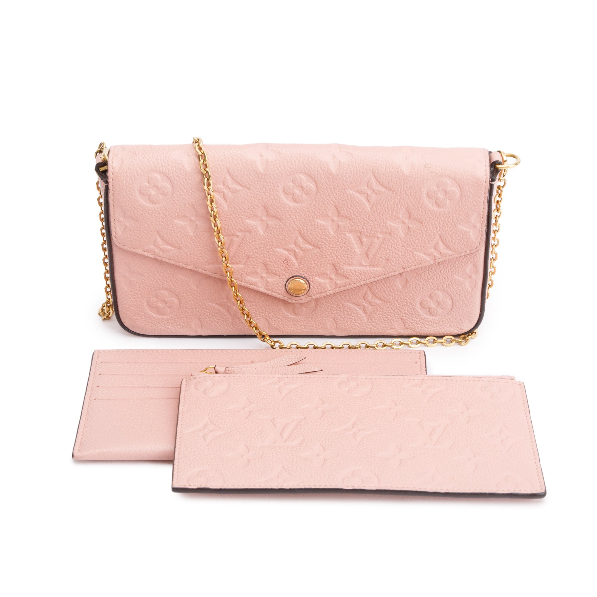 Louis Vuitton Rose Poudre Monogram Empreinte Leather Felicie Pochette w/ Inserts