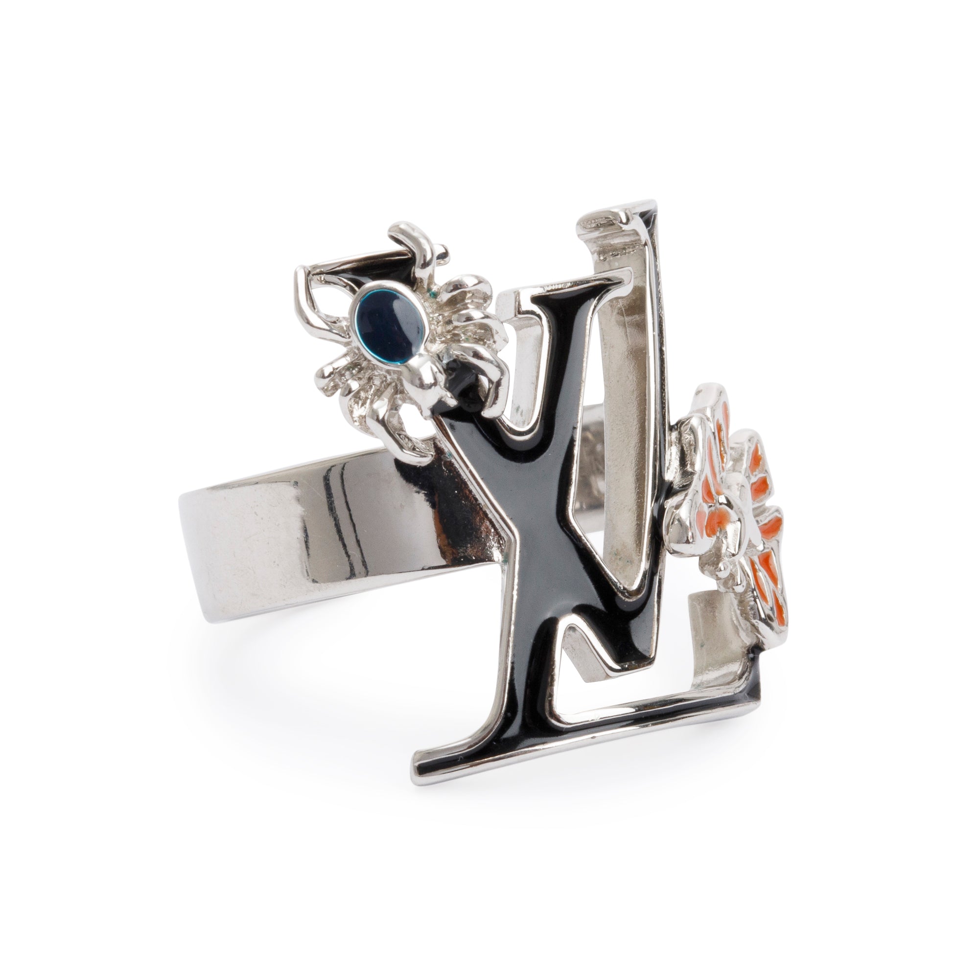 Louis Vuitton Silver Metal Fairytale Four-Ring Set M, Size 8.25 w/ Box