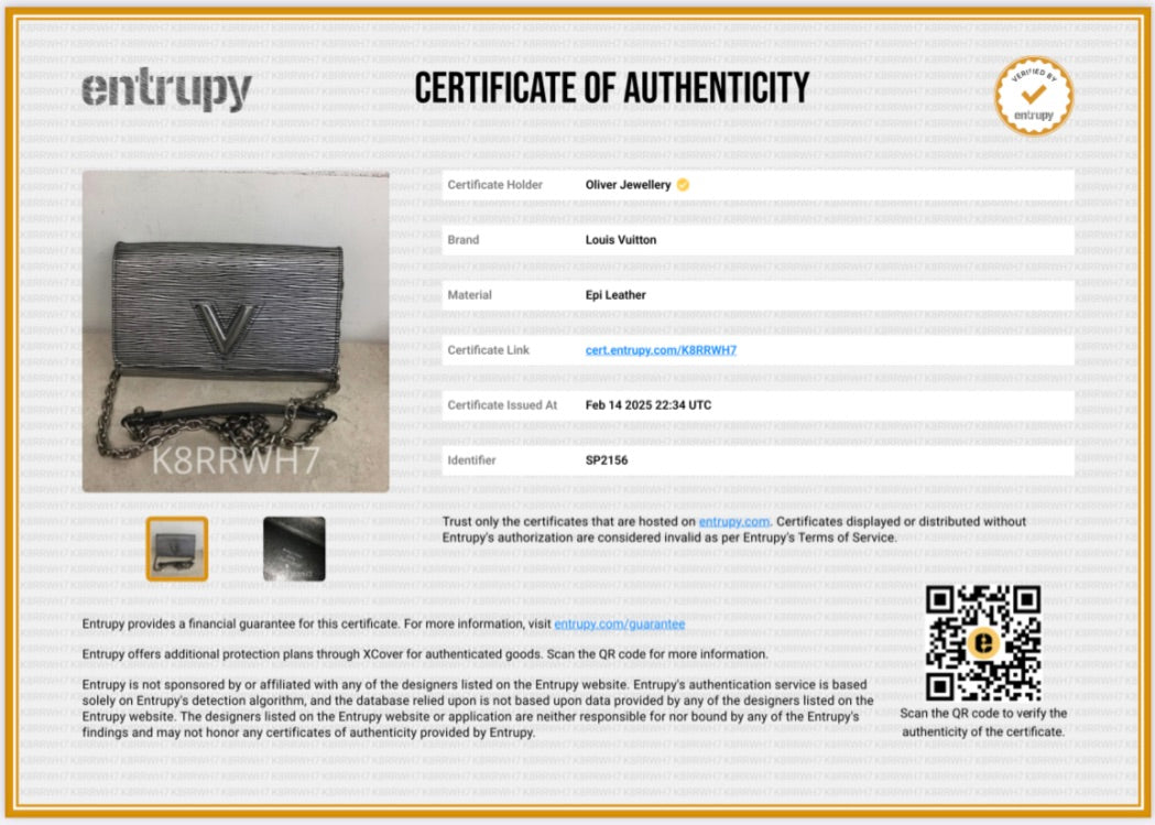 Louis Vuitton Silver Metallic Epi Leather Twist Chain Wallet