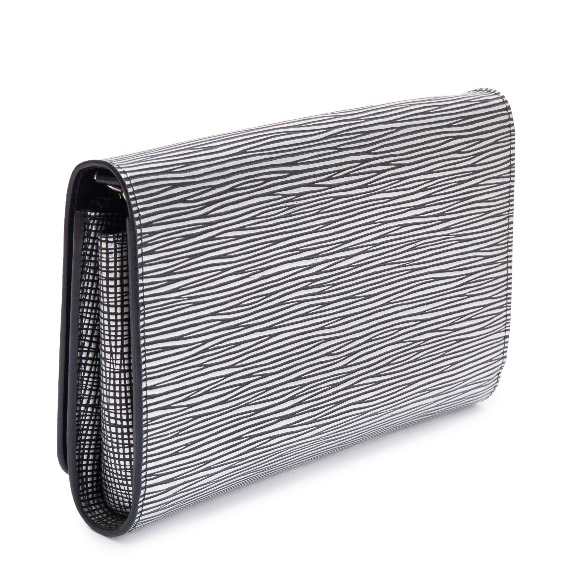 Louis Vuitton Silver Metallic Epi Leather Twist Chain Wallet