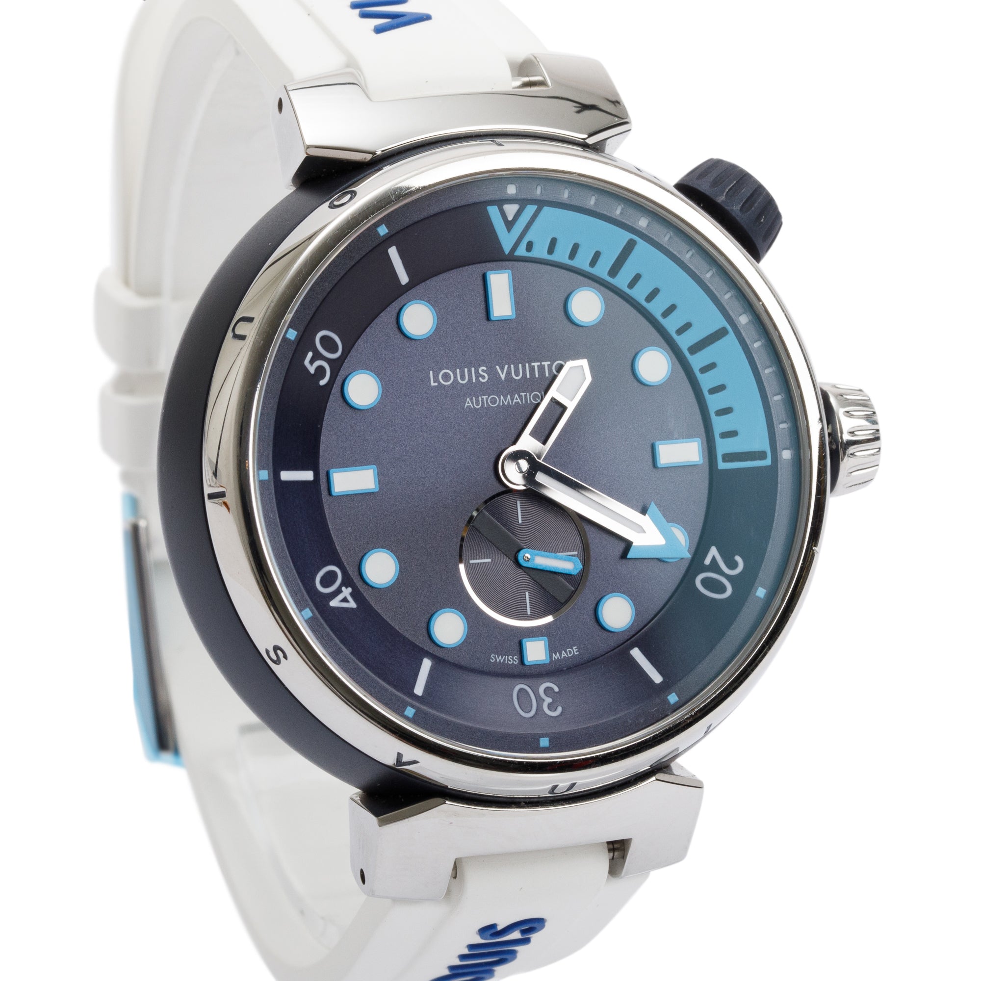 Louis Vuitton Stainless Steel & Blue PVD Tambour Street Diver 44 MM Automatic Watch