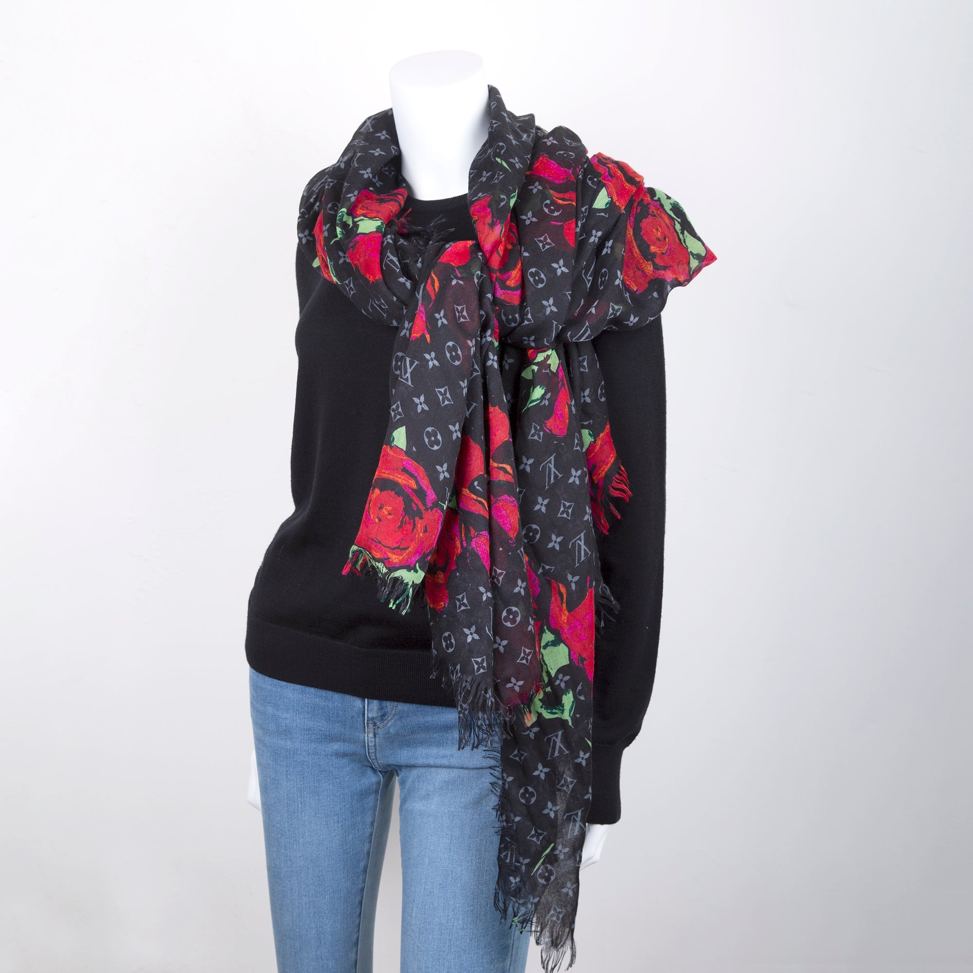 Louis Vuitton Stephen Sprouse Monogram Roses Stole w/ Box