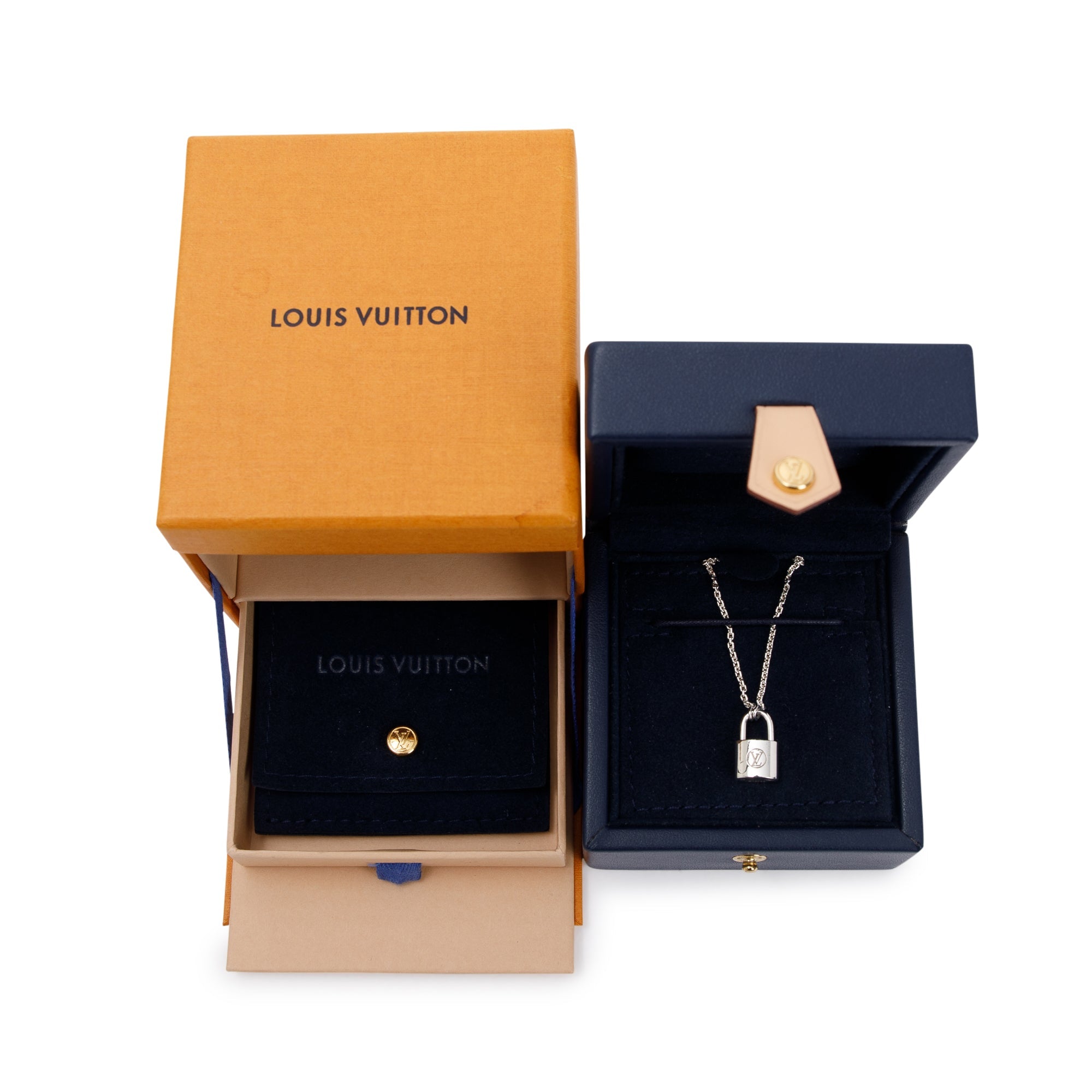 Louis Vuitton Sterling Silver Lockit Pendant Necklace w/ Box