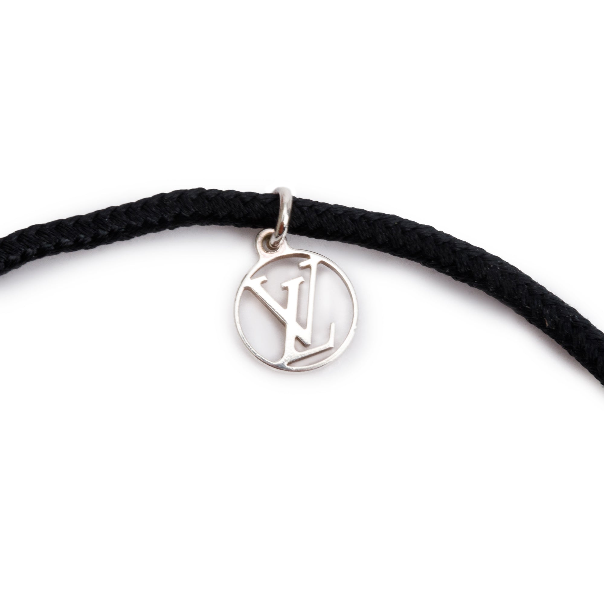 Louis Vuitton Sterling Silver Lockit X Virgil Abloh Black Cord Bracelet w/ Box