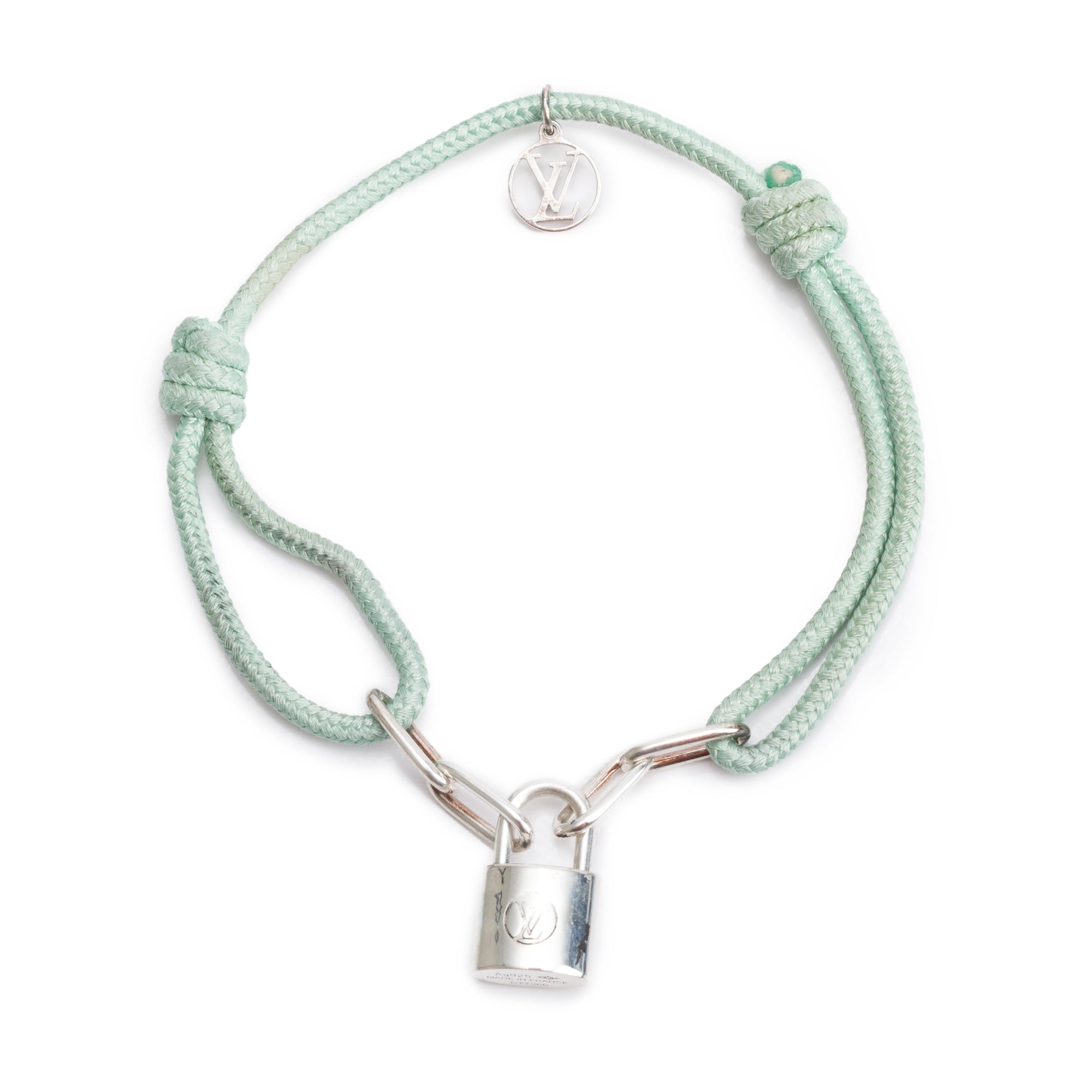 Louis Vuitton Sterling Silver Lockit X Virgil Abloh Green Cord Bracelet