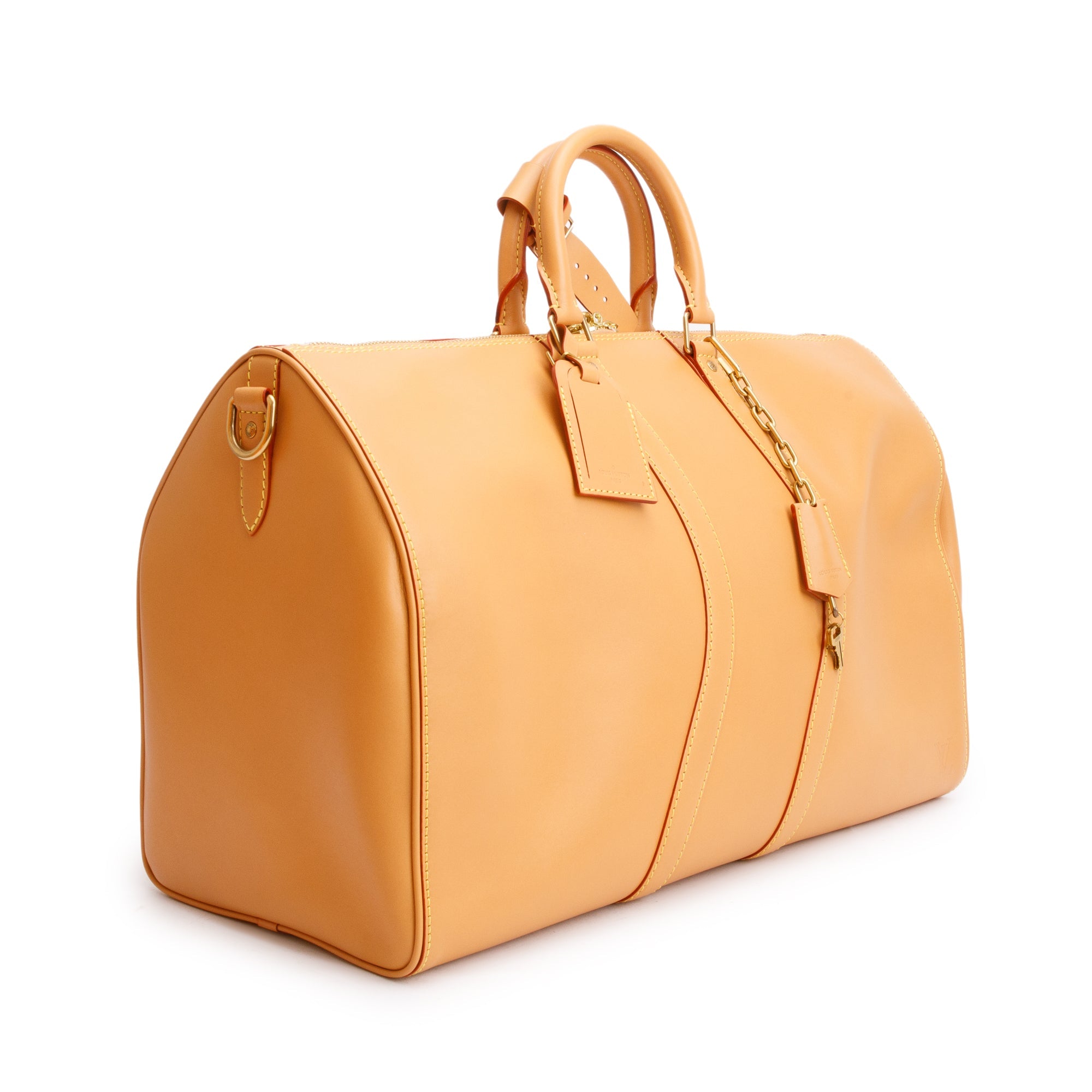 Louis Vuitton Tan Vachetta Leather Wavy Keepall Bandouliere 50 w/ Box