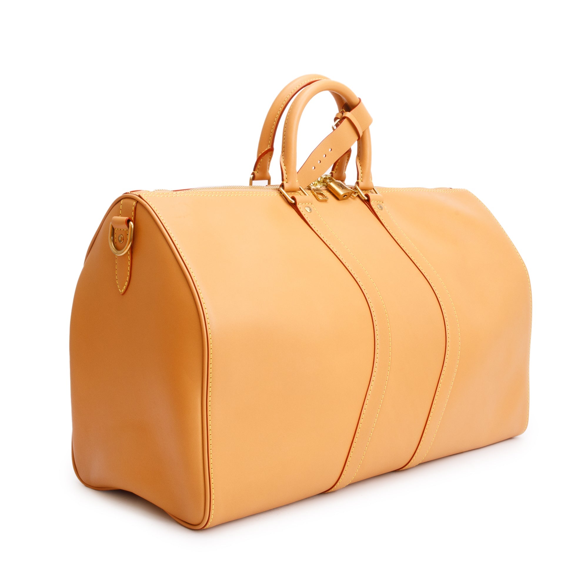 Louis Vuitton Tan Vachetta Leather Wavy Keepall Bandouliere 50 w/ Box