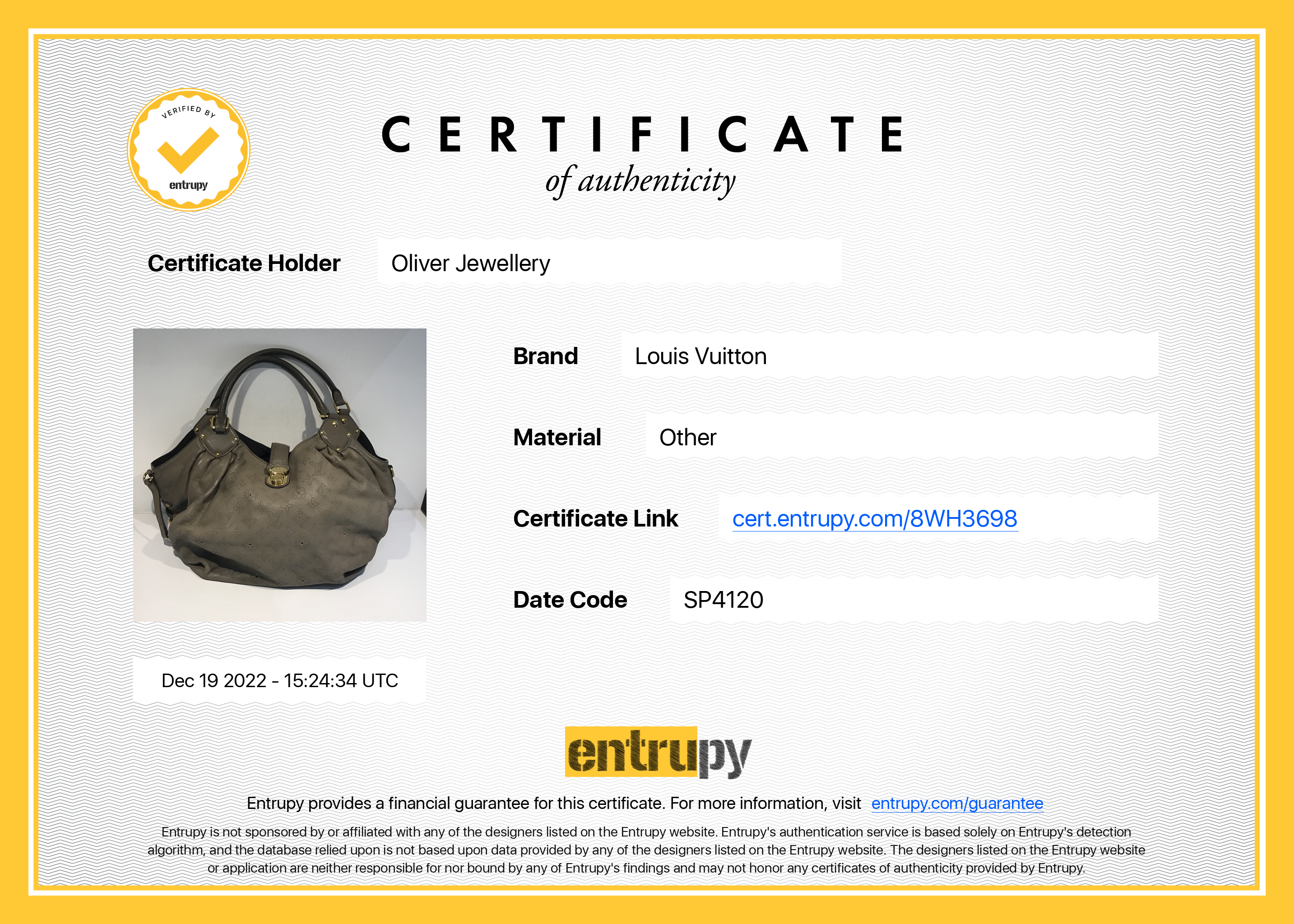 Louis Vuitton Taupe Mahina L Hobo