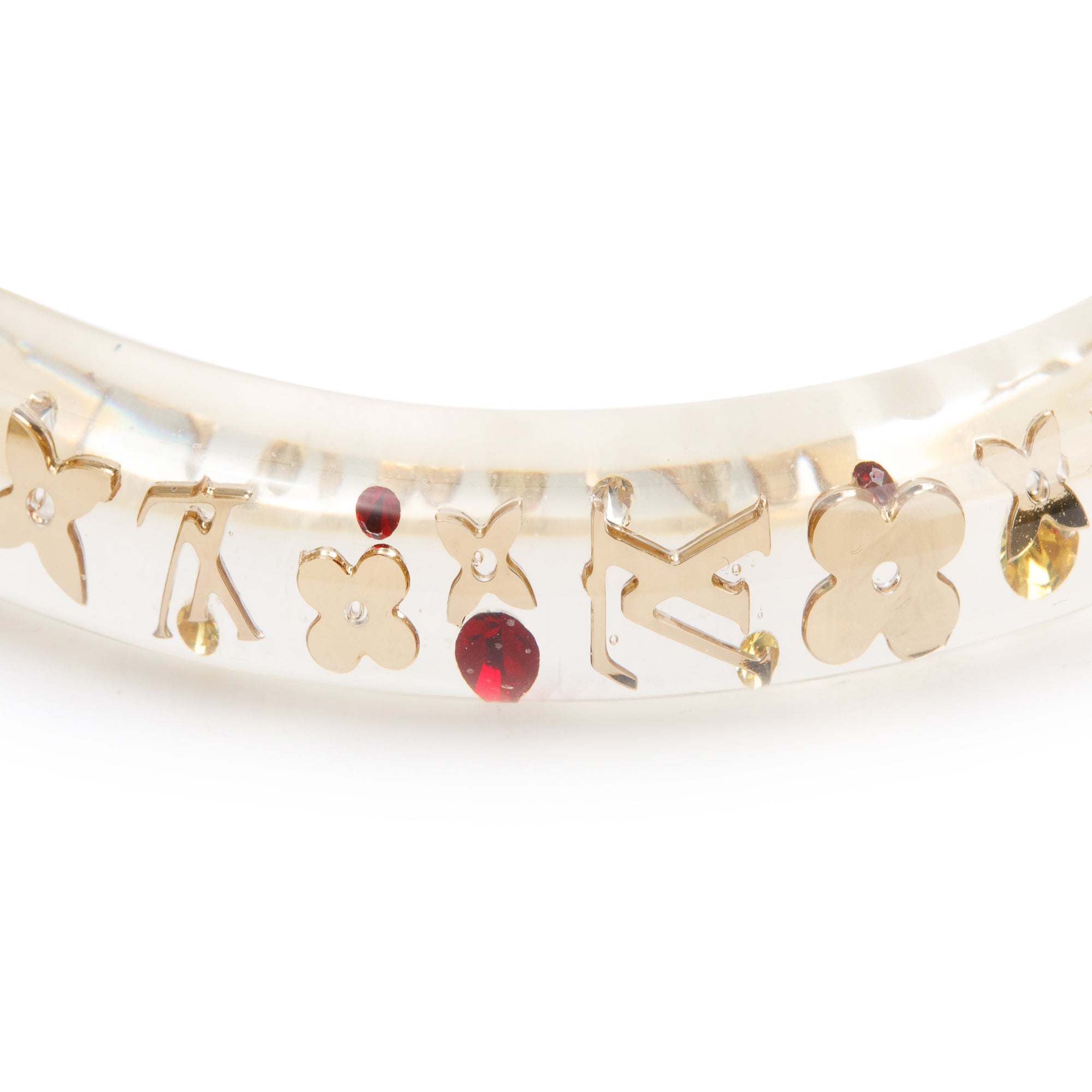 Louis Vuitton Transparent Resin & Gold Plated Swarovski Crystal Narrow Inclusion Bangle PM