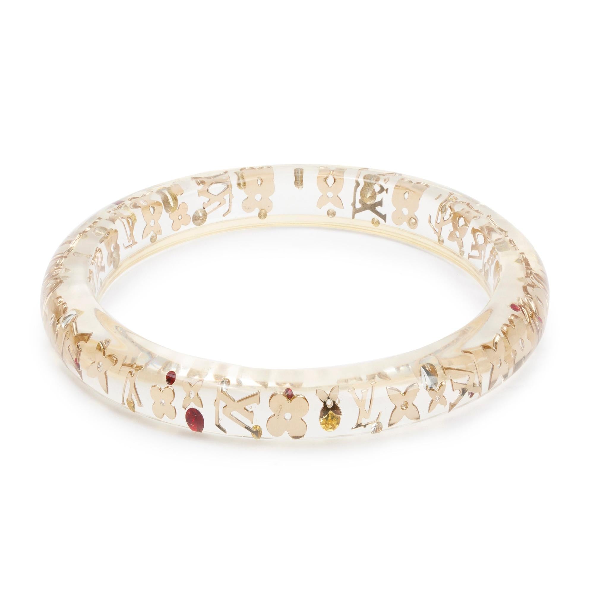 Louis Vuitton Transparent Resin & Gold Plated Swarovski Crystal Narrow Inclusion Bangle PM