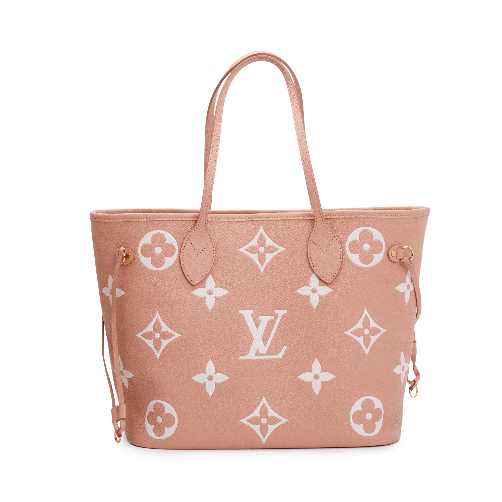 Louis Vuitton Trianon Pink Cream Monogram Giant Empreinte Leather Neverfull MM w/ Pouch