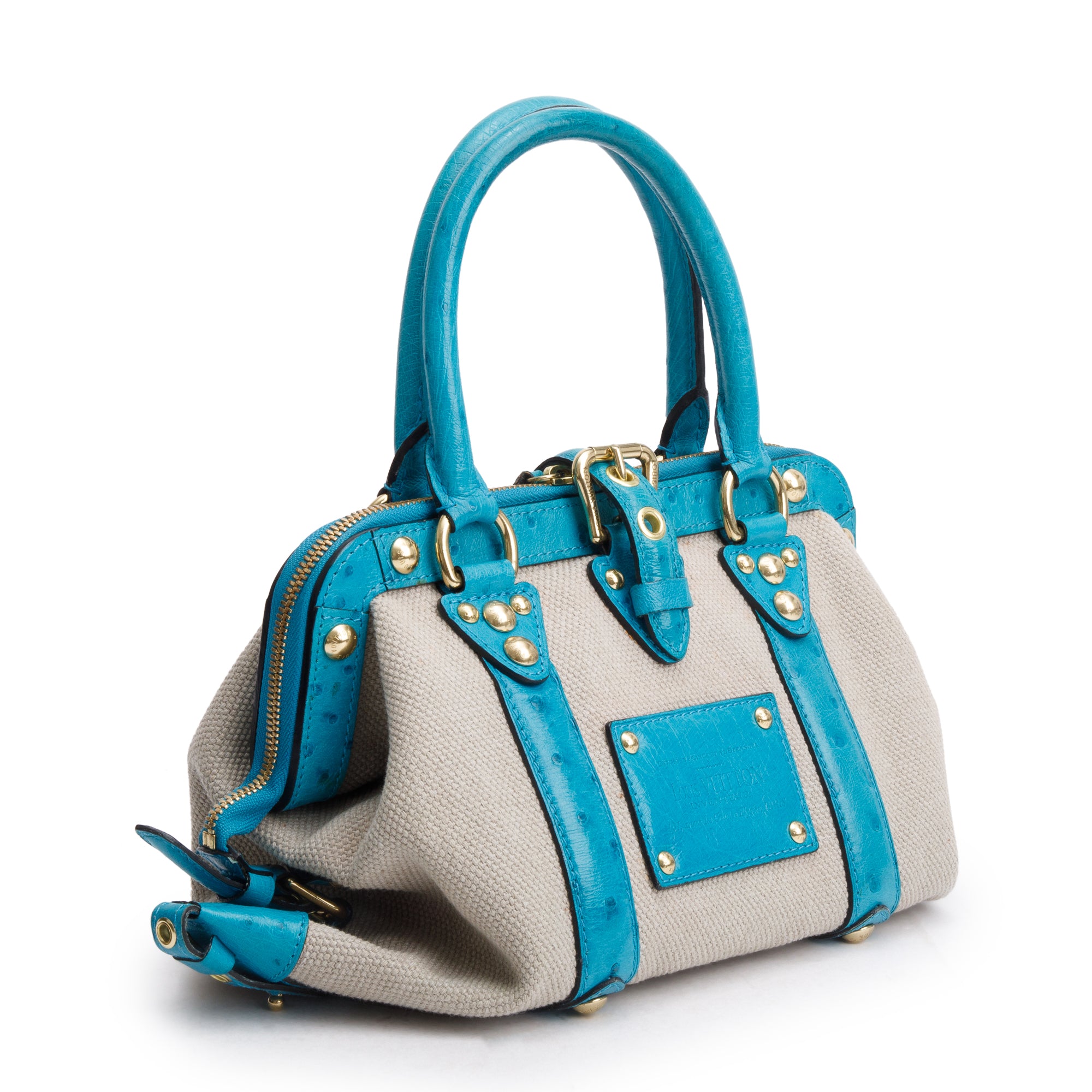 Louis Vuitton Turquiose Ostrich Sac de Nuit Toile Trianon MM Bag