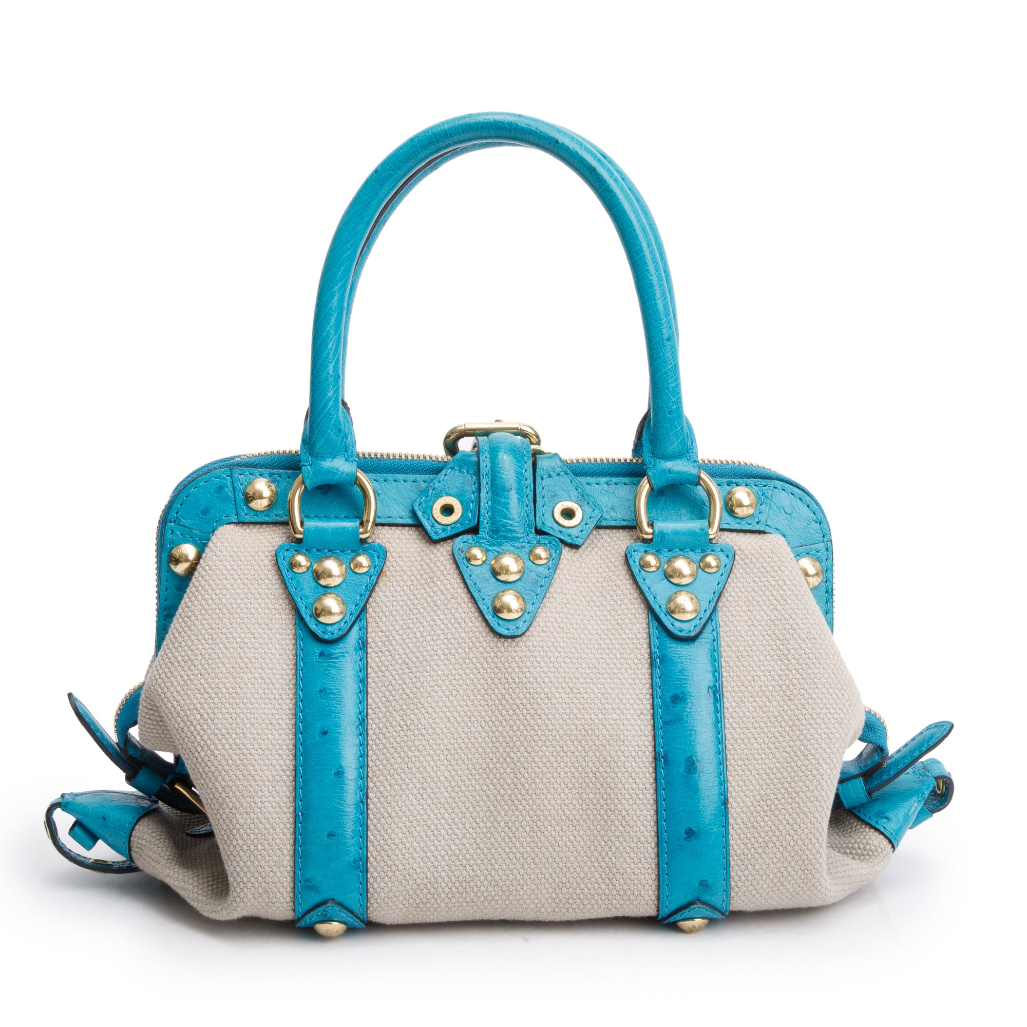 Louis Vuitton Turquiose Ostrich Sac de Nuit Toile Trianon MM Bag