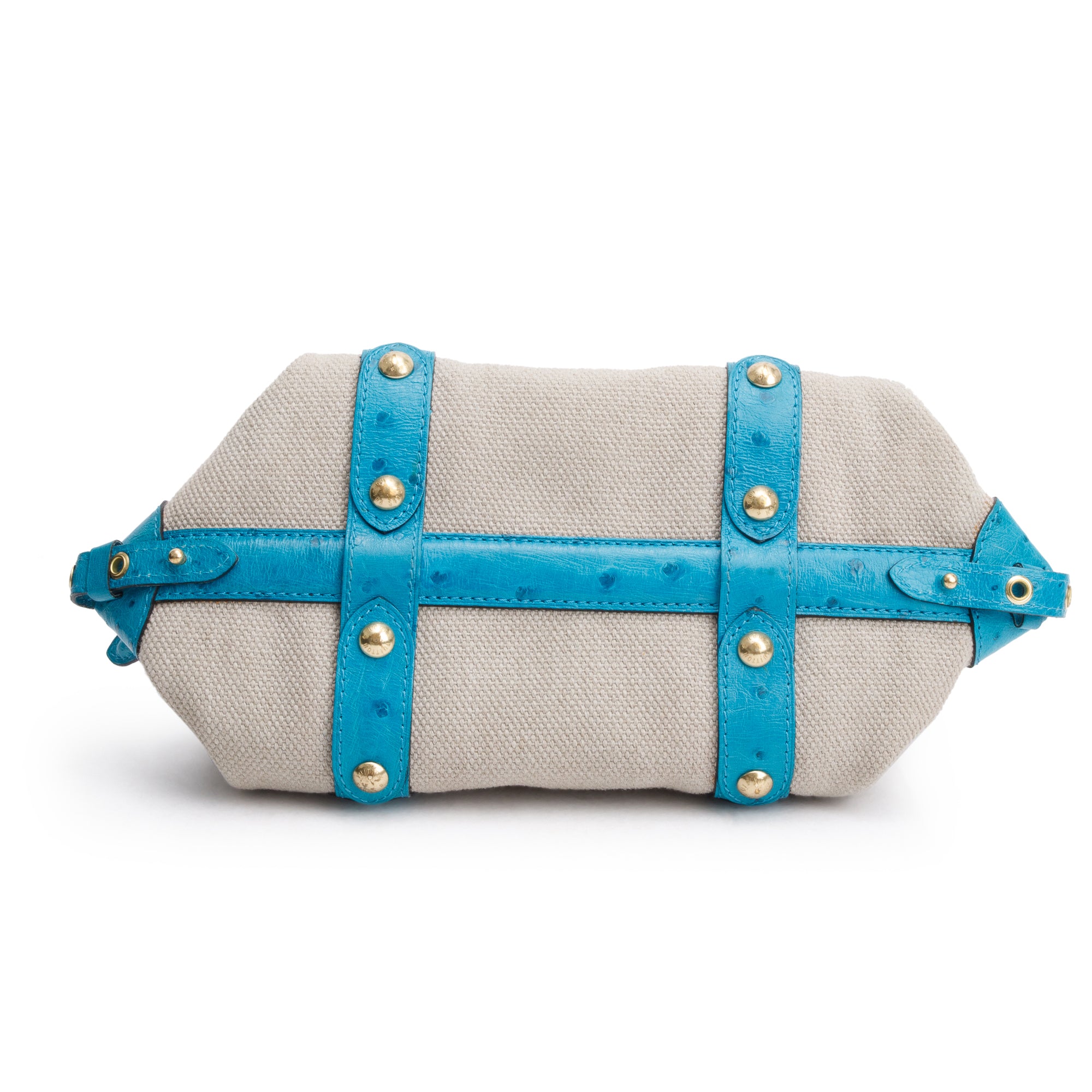 Louis Vuitton Turquiose Ostrich Sac de Nuit Toile Trianon MM Bag