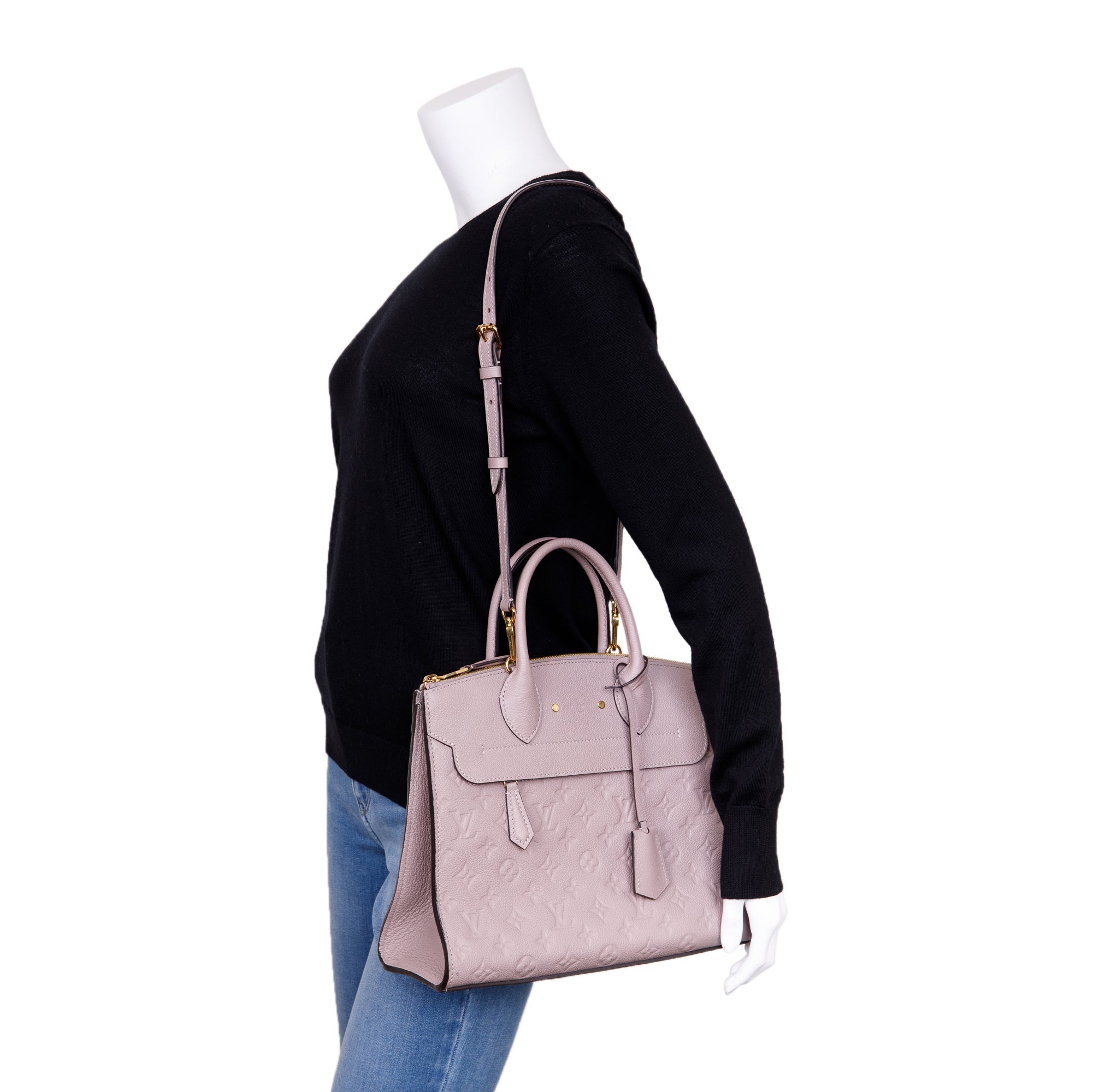 Louis Vuitton Turtledove Monogram Empreinte Pont Neuf MM Bag w/ Strap