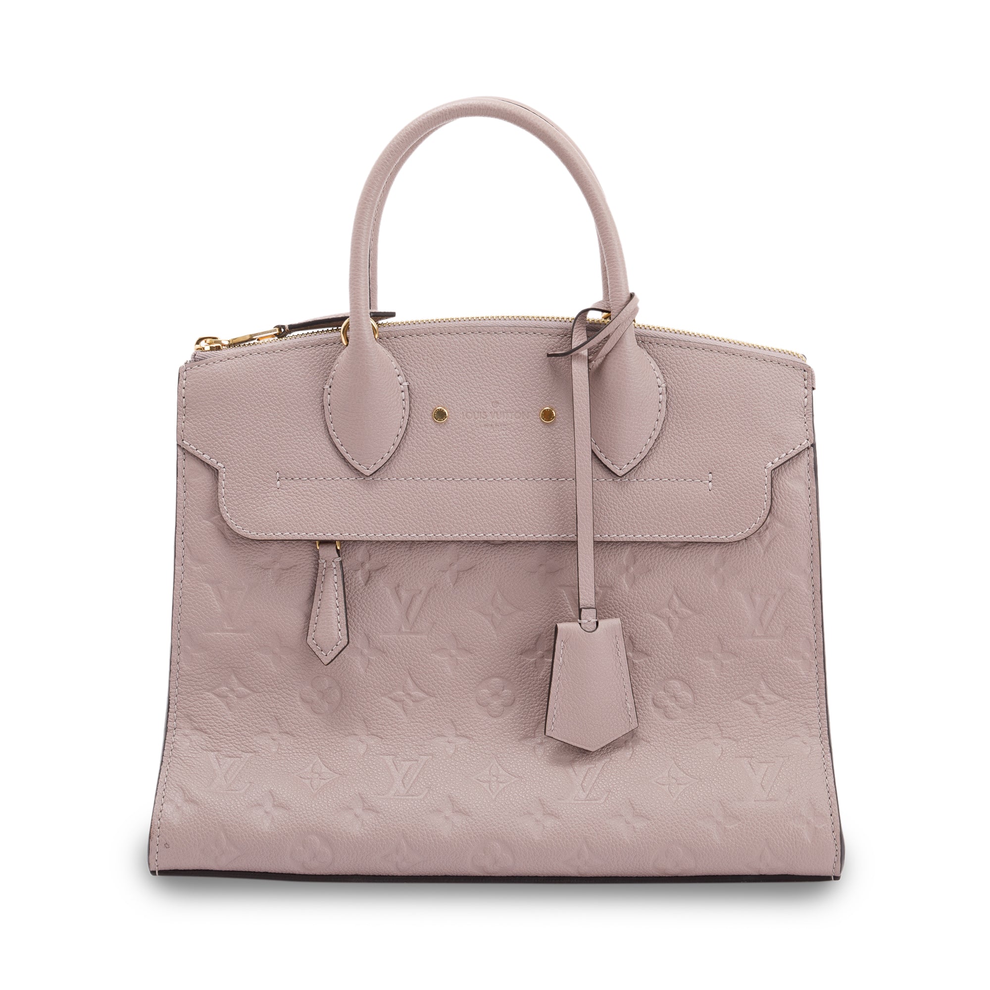 Louis Vuitton Turtledove Monogram Empreinte Pont Neuf MM Bag w/ Strap