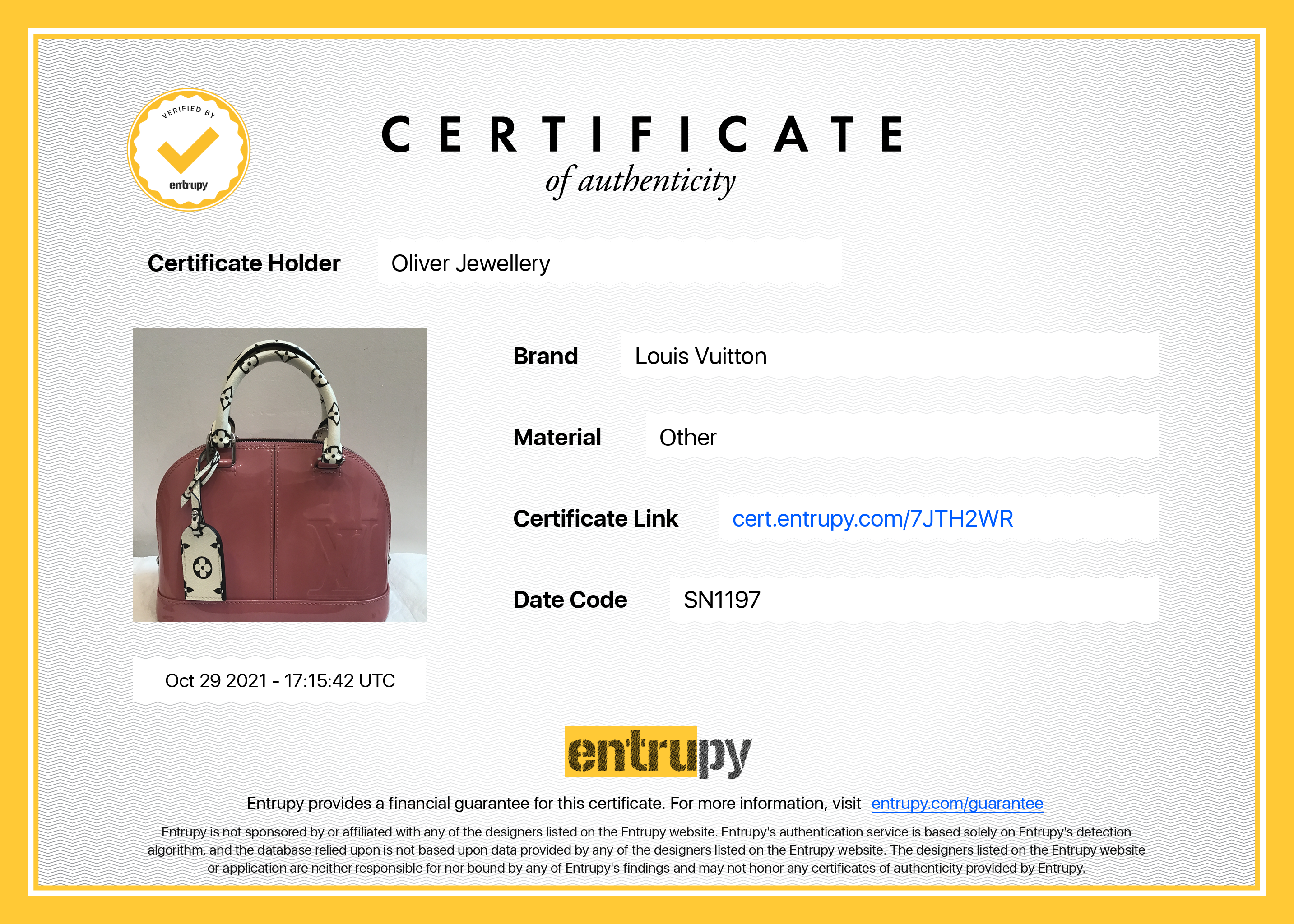 Louis Vuitton Vernis Lisse Alma BB Bag