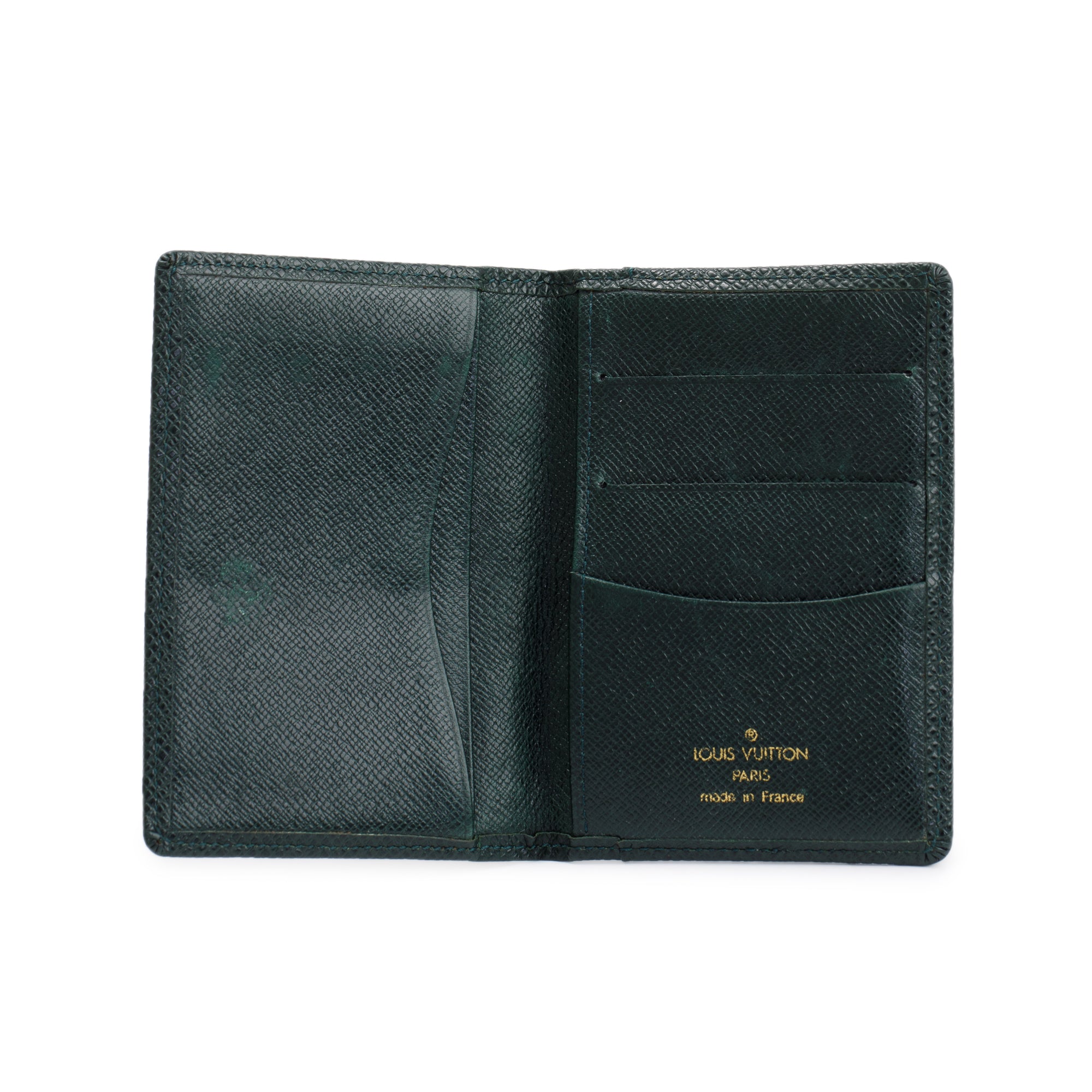 Louis Vuitton Vintage Green Taiga Leather Card Case