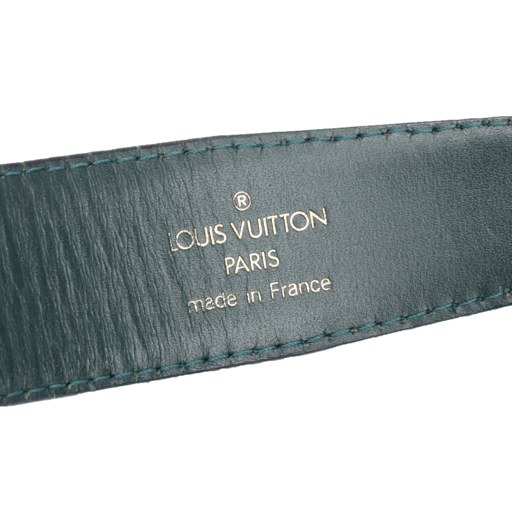 Louis Vuitton Vintage Green Taiga Leather Classic 30 MM Belt 85 34