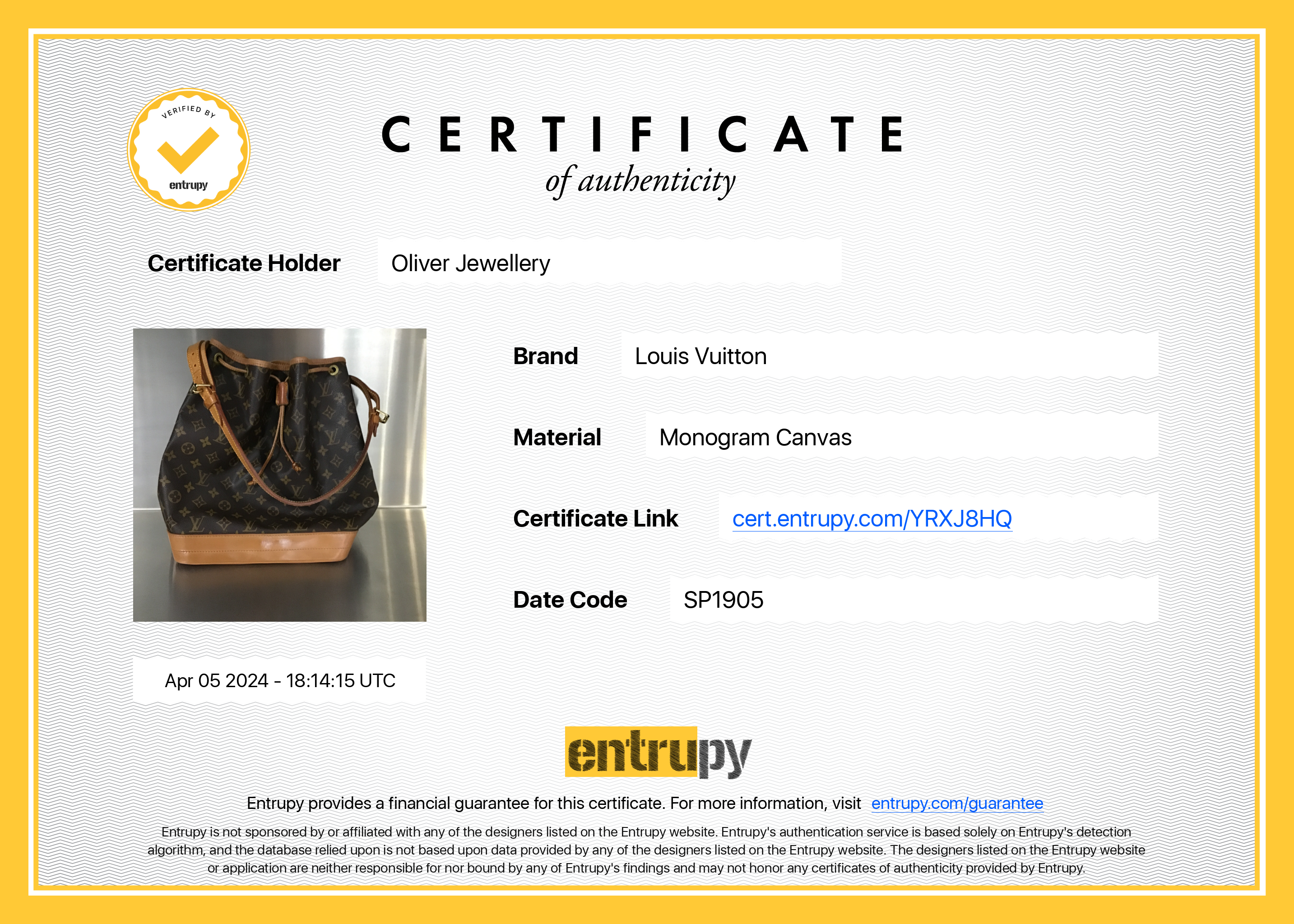 Louis Vuitton Vintage Monogram Noe Bag