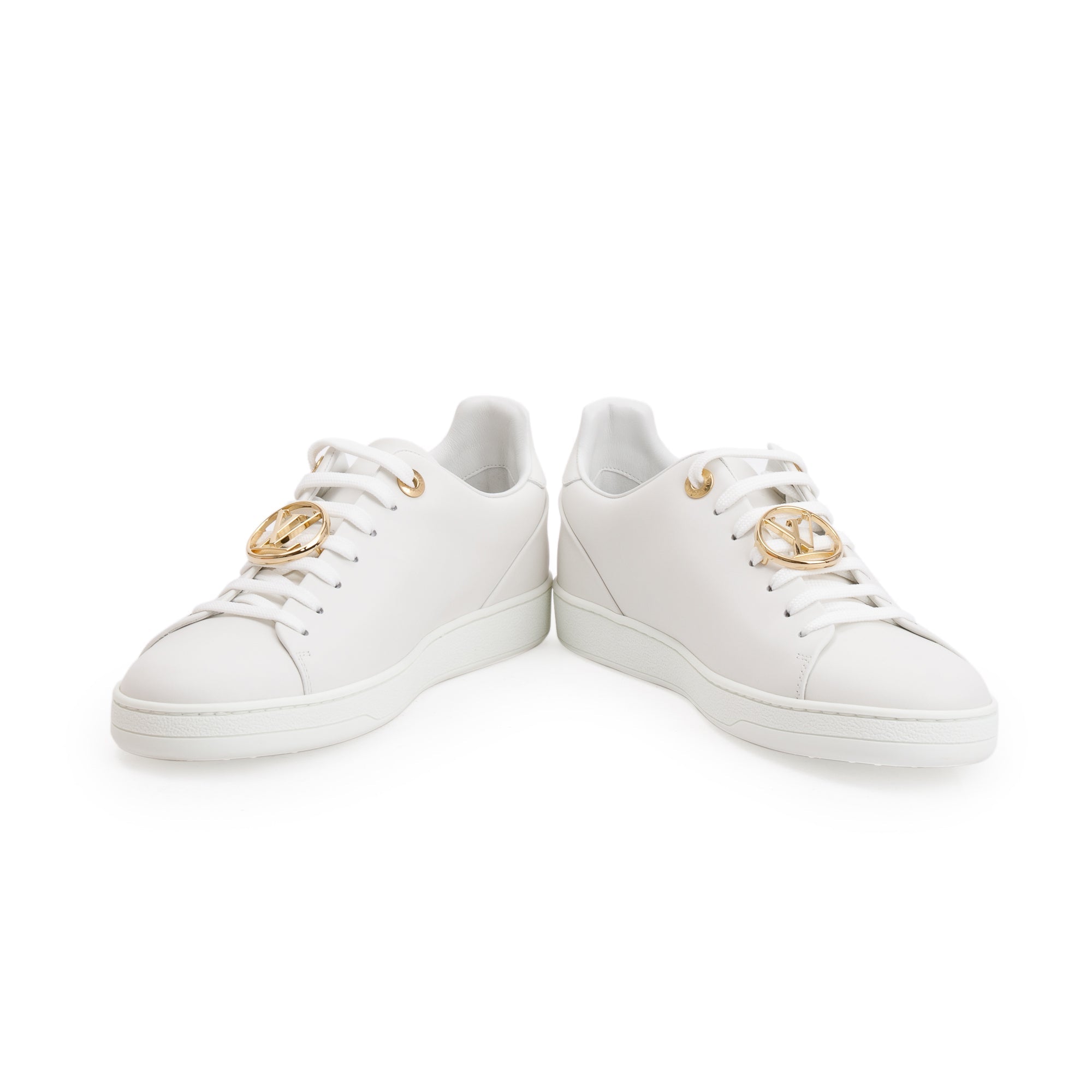Louis Vuitton White Calfskin Leather Frontrow Trainer Sneakers, Size 39 w/ Box