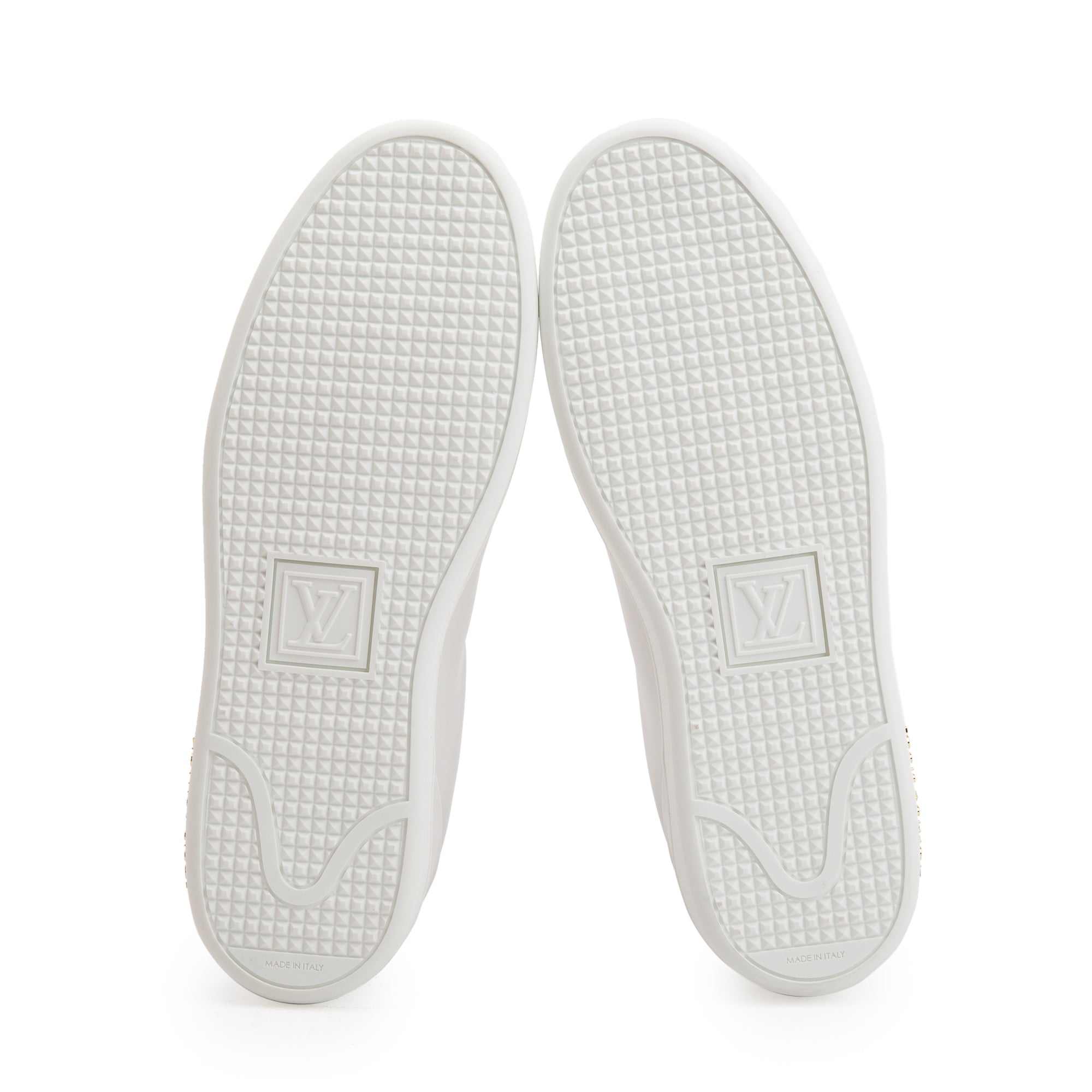 Louis Vuitton White Calfskin Leather Frontrow Trainer Sneakers, Size 39 w/ Box