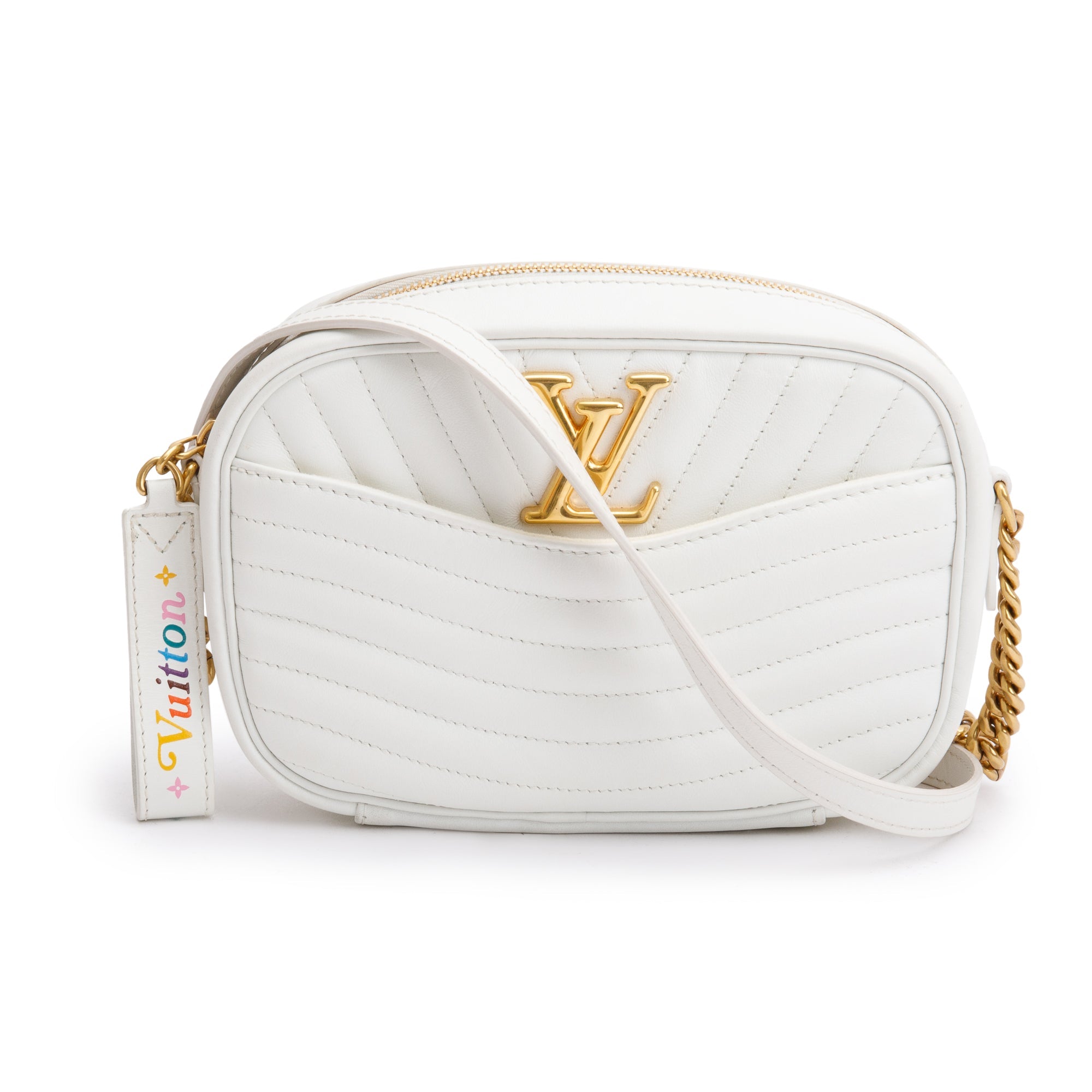 Louis Vuitton White Calfskin Leather New Wave Camera Bag w/ Box