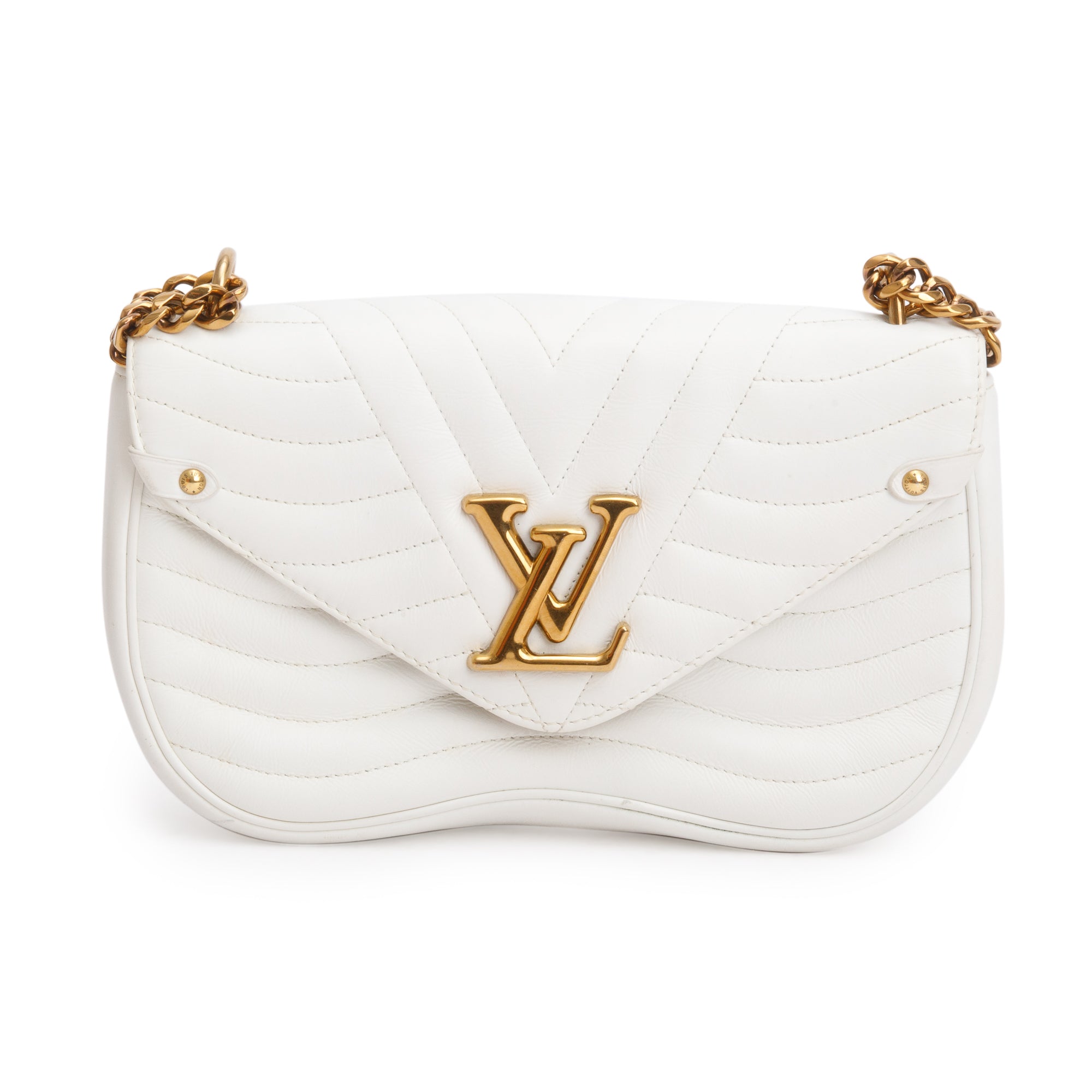 Louis Vuitton White Cowhide Leather New Wave Chain Bag MM