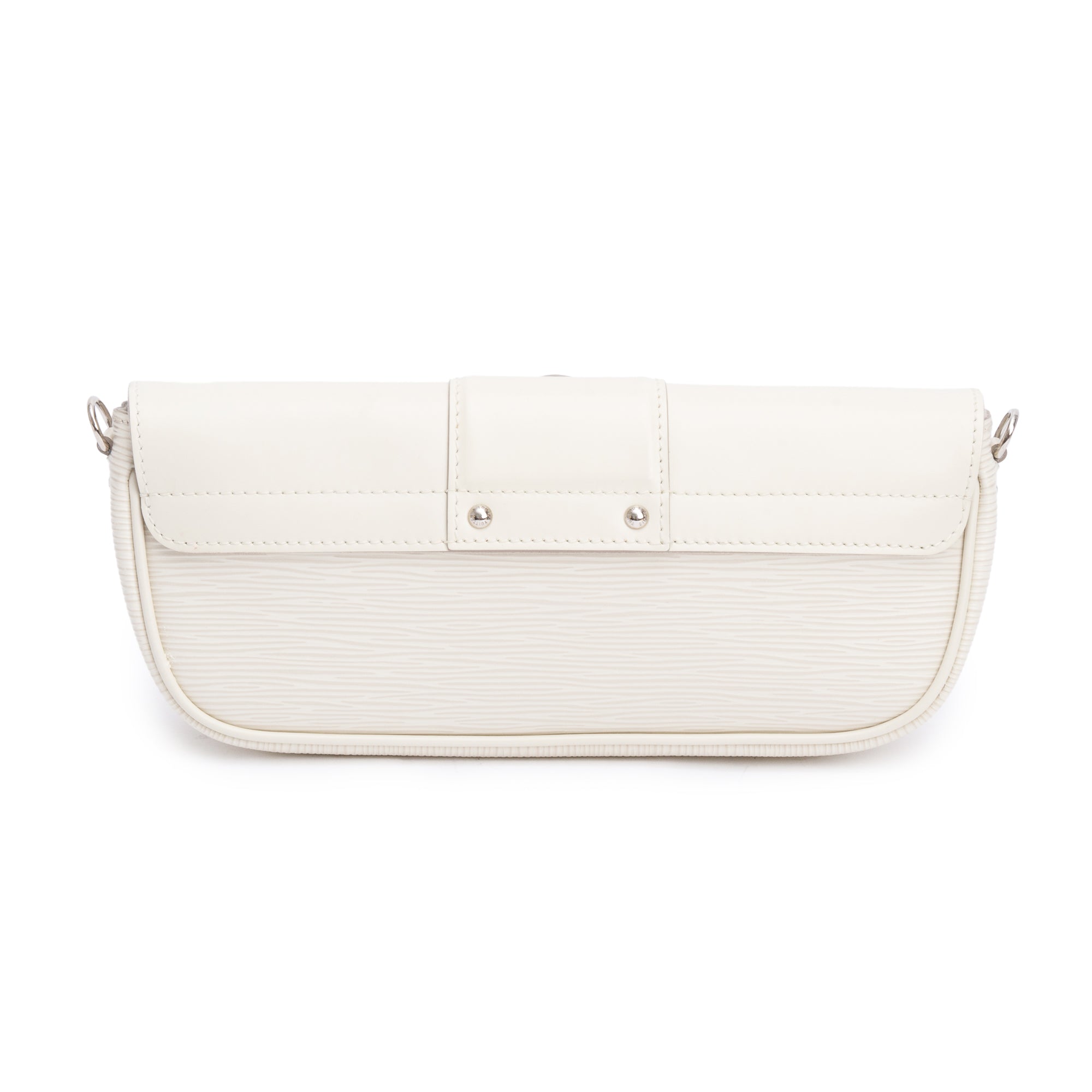 Louis Vuitton White Epi Leather Montaigne Clutch w/ Strap