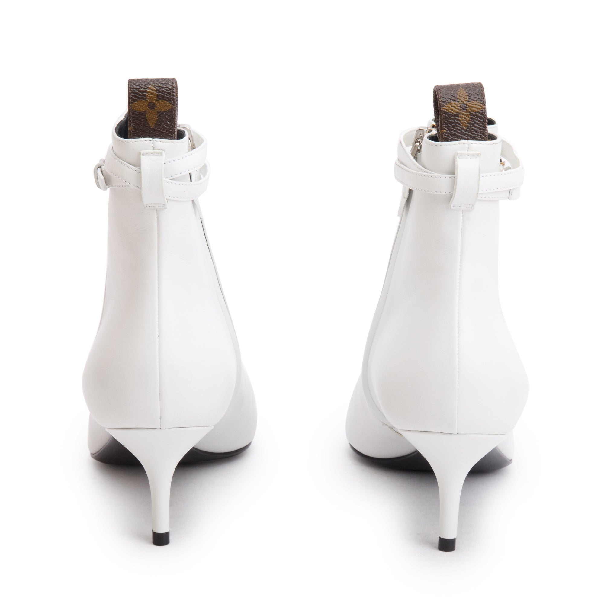 Louis Vuitton White Leather Callback Ankle Boots, Size 40 w/ Box