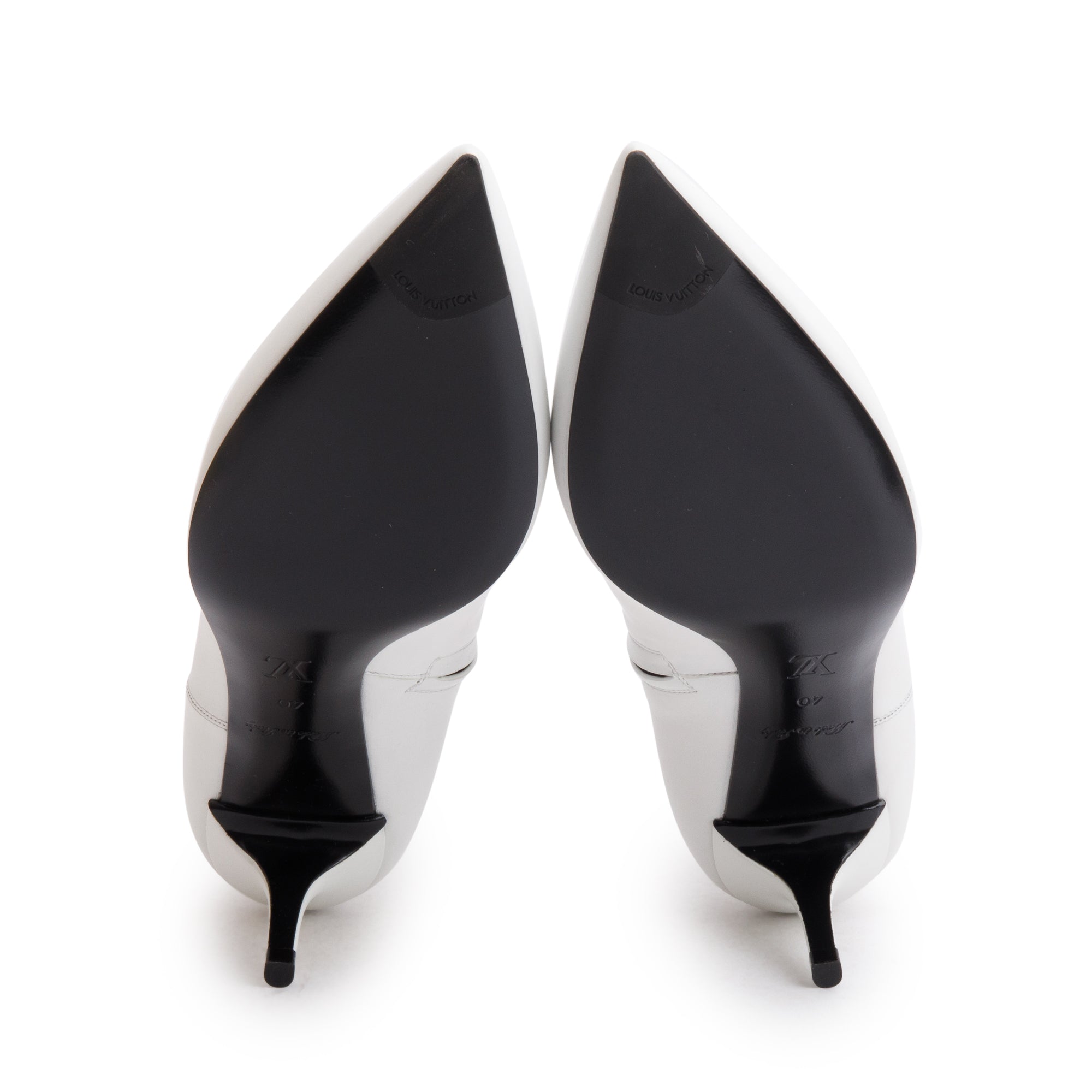 Louis Vuitton White Leather Callback Ankle Boots, Size 40 w/ Box