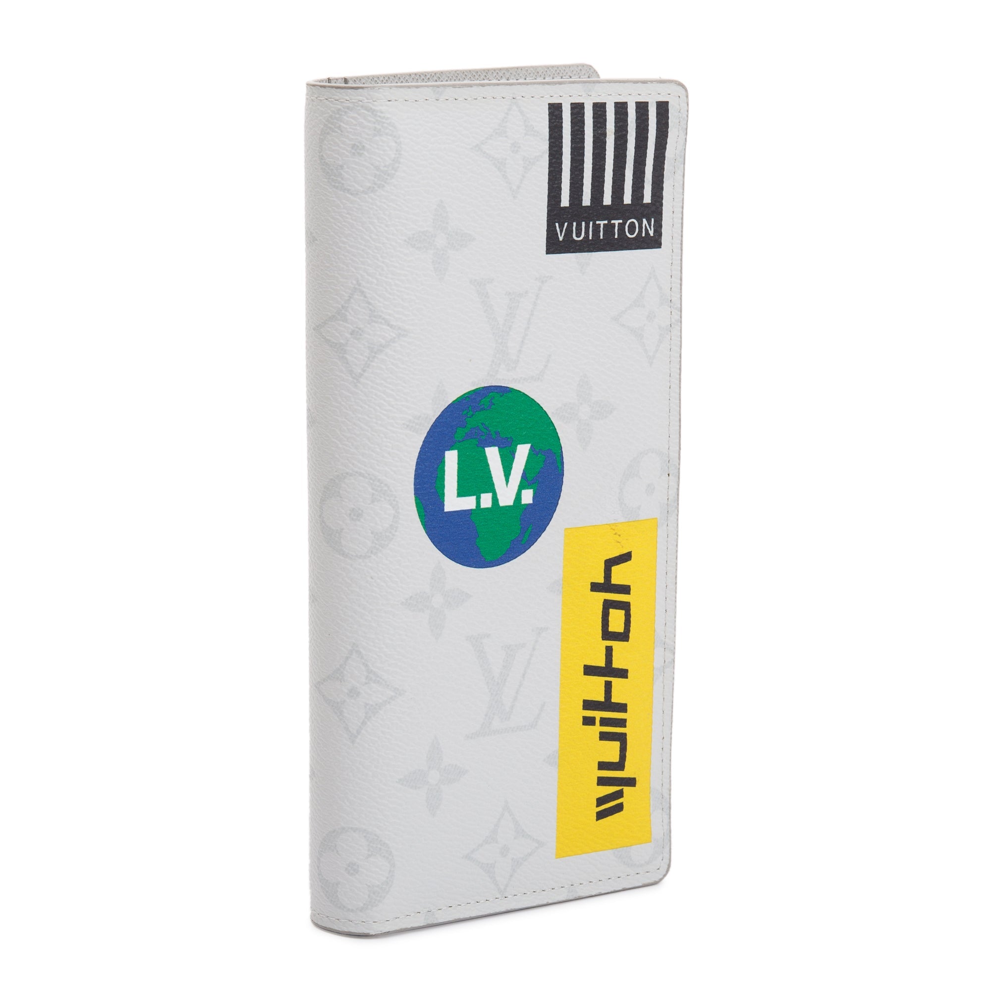 Louis Vuitton White Monogram Limited Edition Logo Story Brazza Wallet w/ Box