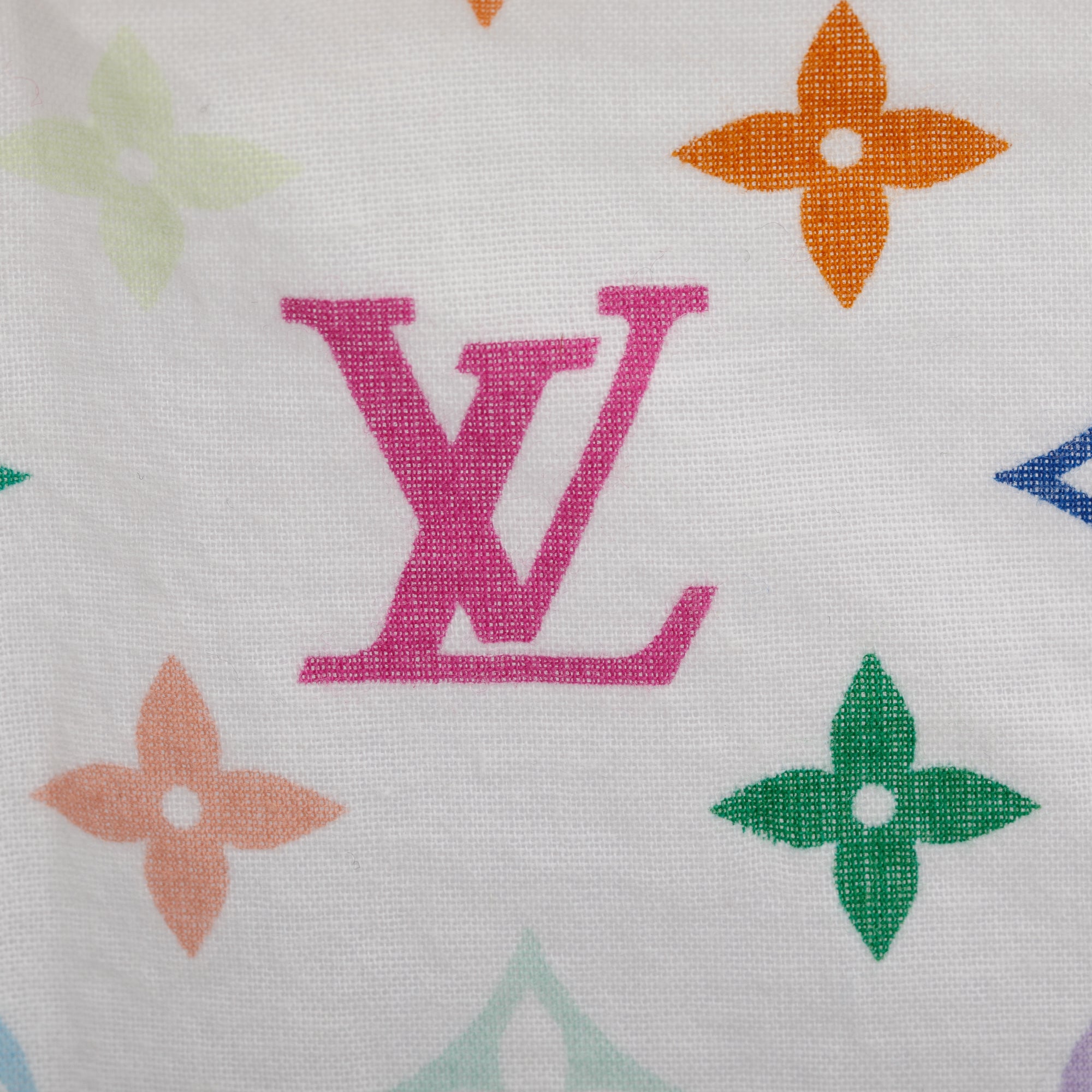Louis Vuitton White Monogram Multicolor Square Silk Scarf