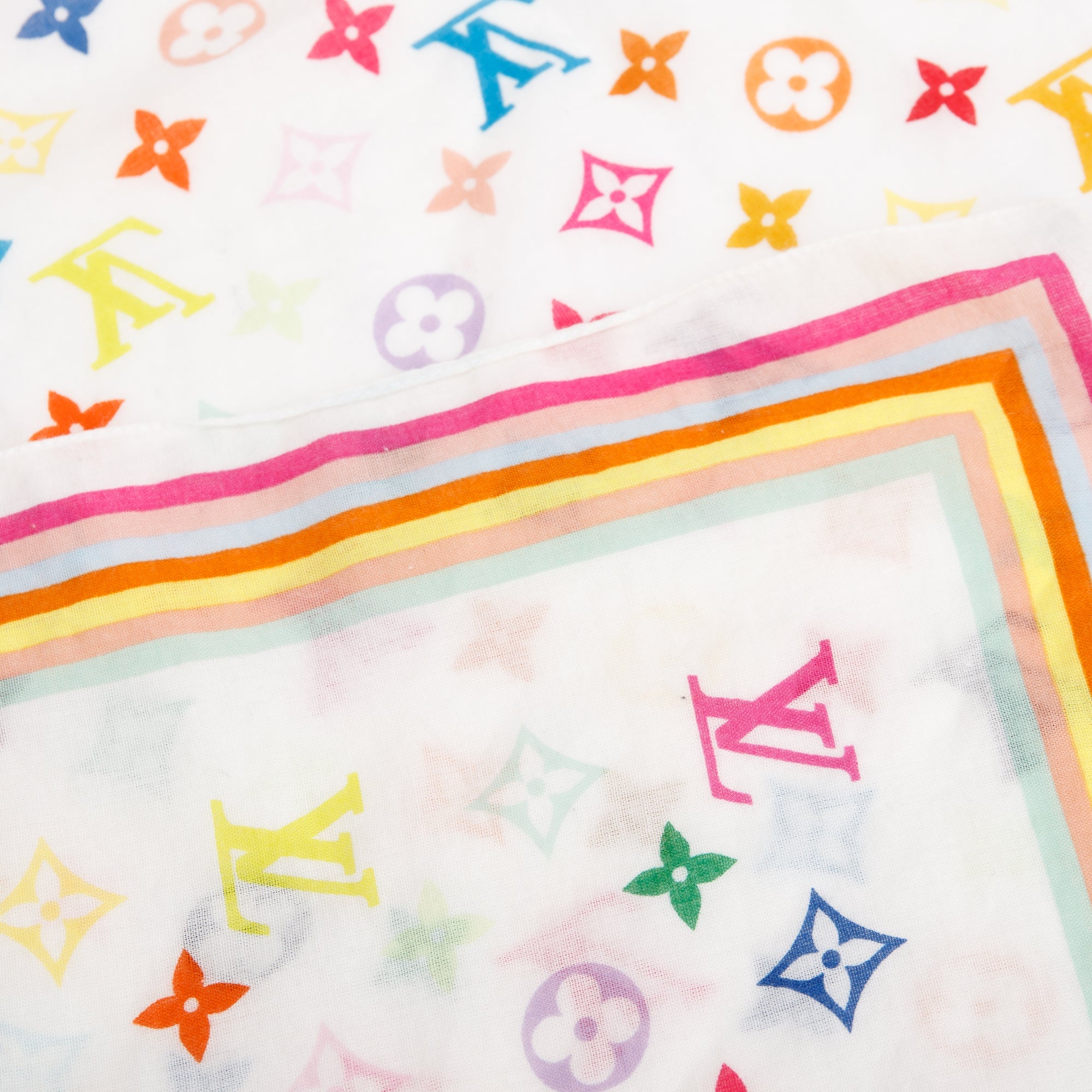 Louis Vuitton White Monogram Multicolor Square Silk Scarf