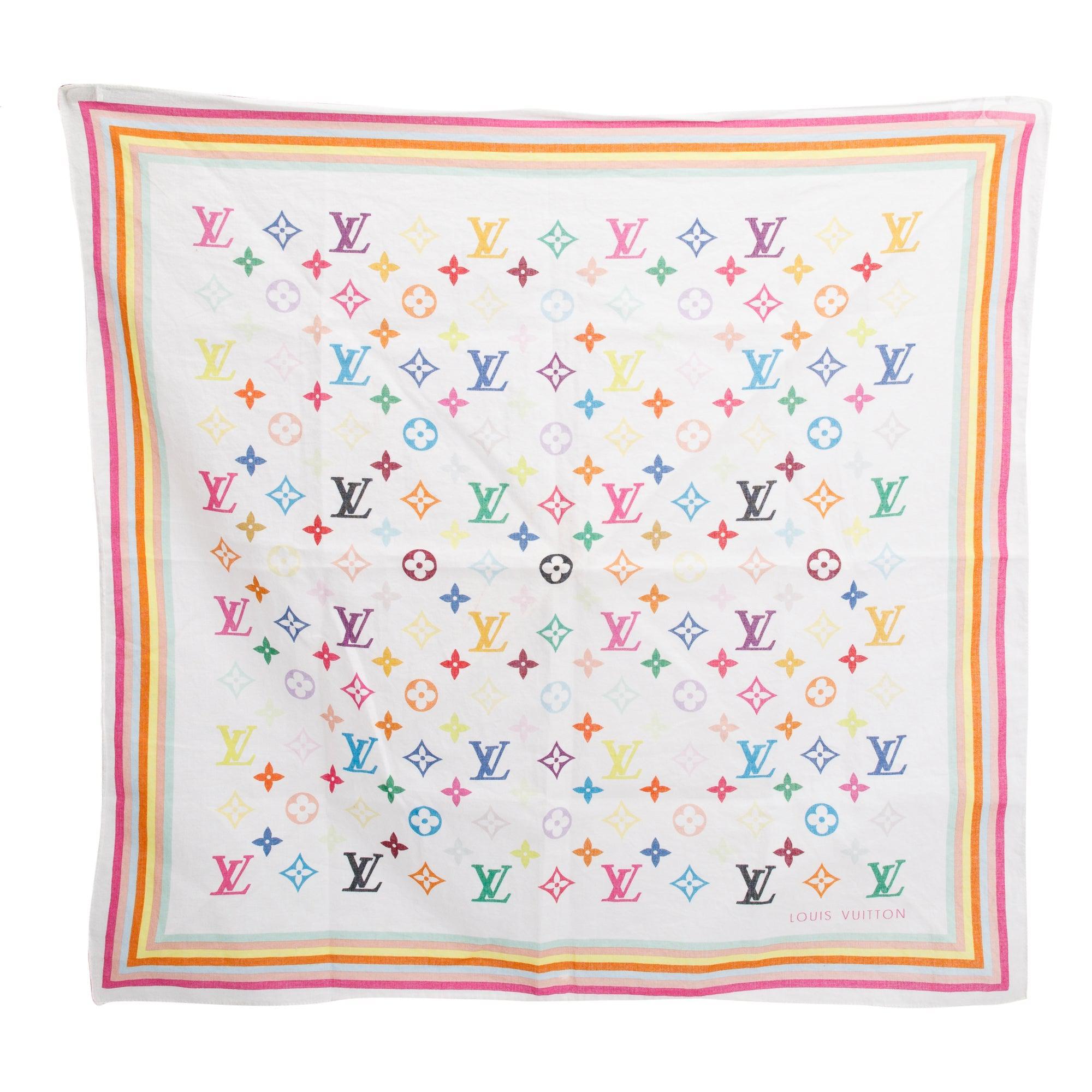 Louis Vuitton White Monogram Multicolor Square Silk Scarf