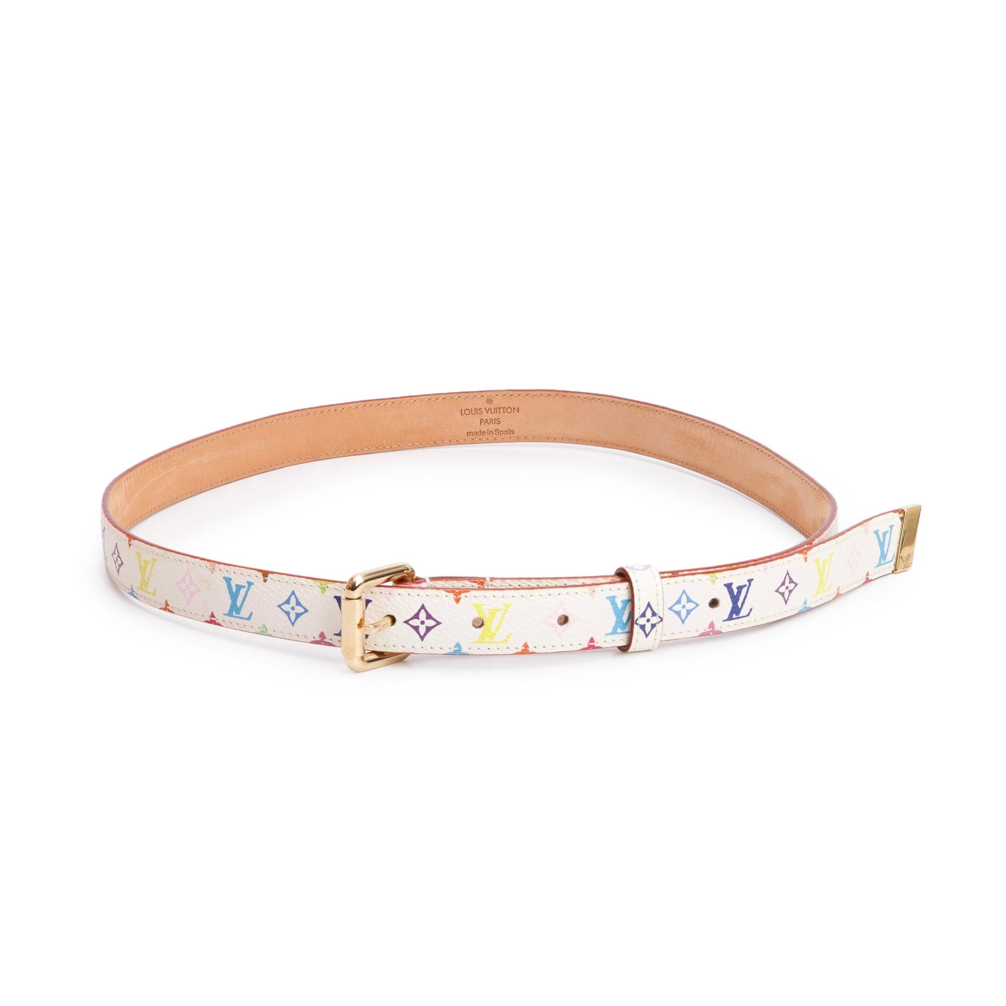 Louis Vuitton White Monogram Multicolore 20 MM Belt 80 32