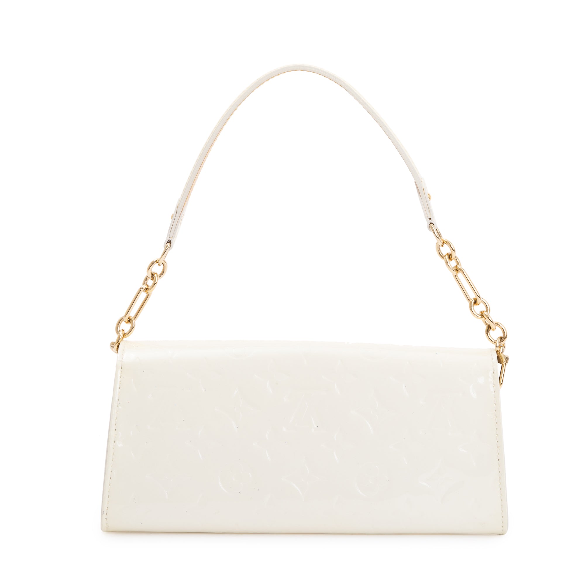 Louis Vuitton White Monogram Vernis Leather Sunset Boulevard Clutch w/ Box