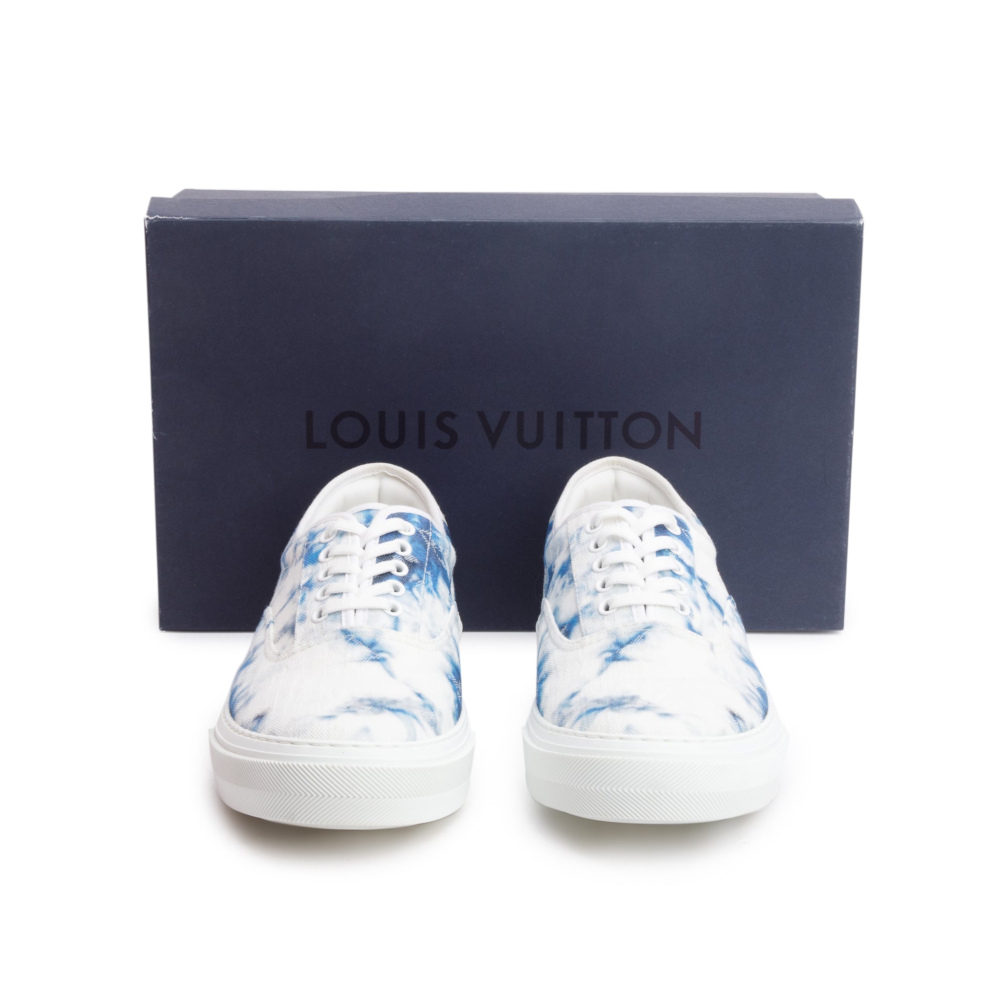 Louis Vuitton White/Blue Monogram Tie Dye Denim Canvas Trocadero Richelieu Sneakers, Size 9 w/ Box
