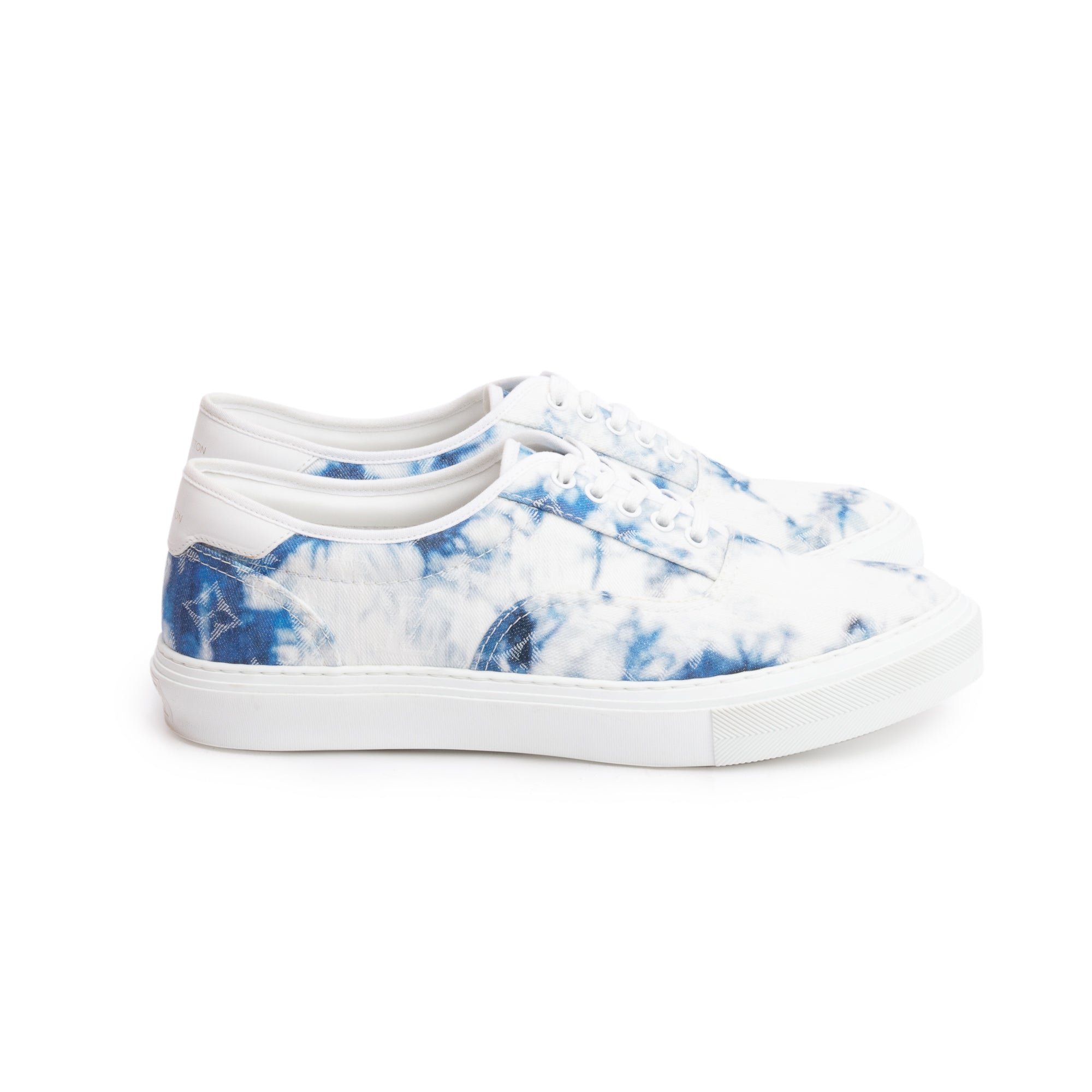 Louis Vuitton White/Blue Monogram Tie Dye Denim Canvas Trocadero Richelieu Sneakers, Size 9 w/ Box