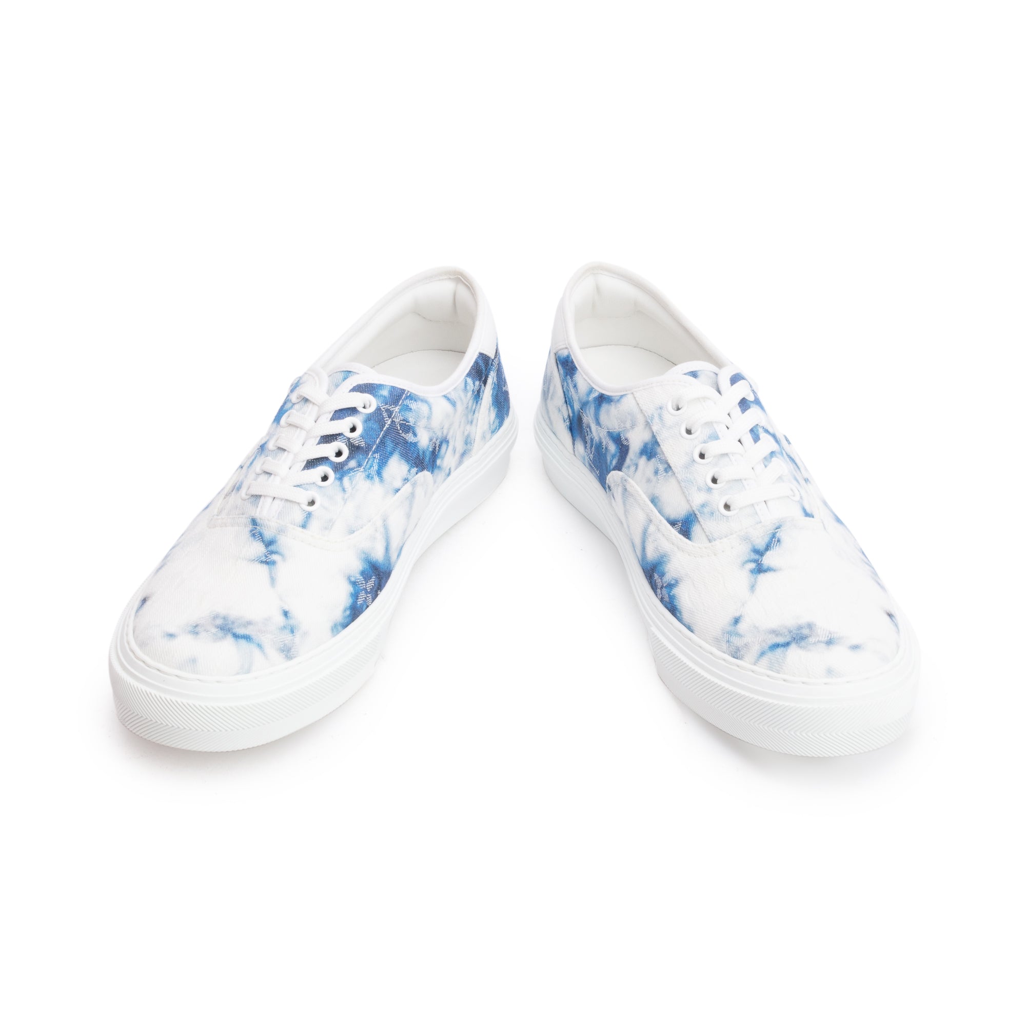 Louis Vuitton White/Blue Monogram Tie Dye Denim Canvas Trocadero Richelieu Sneakers, Size 9 w/ Box