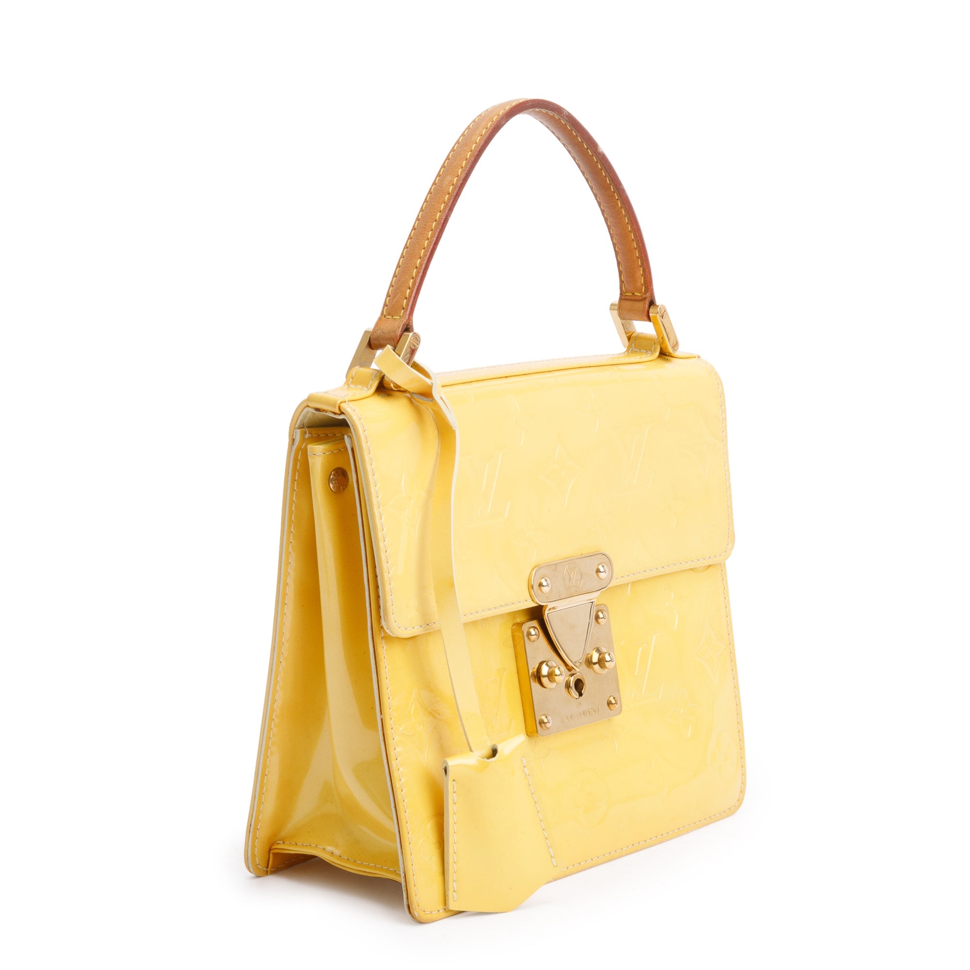 Louis Vuitton Yellow Monogram Vernis Leather Street Spring Handle Bag