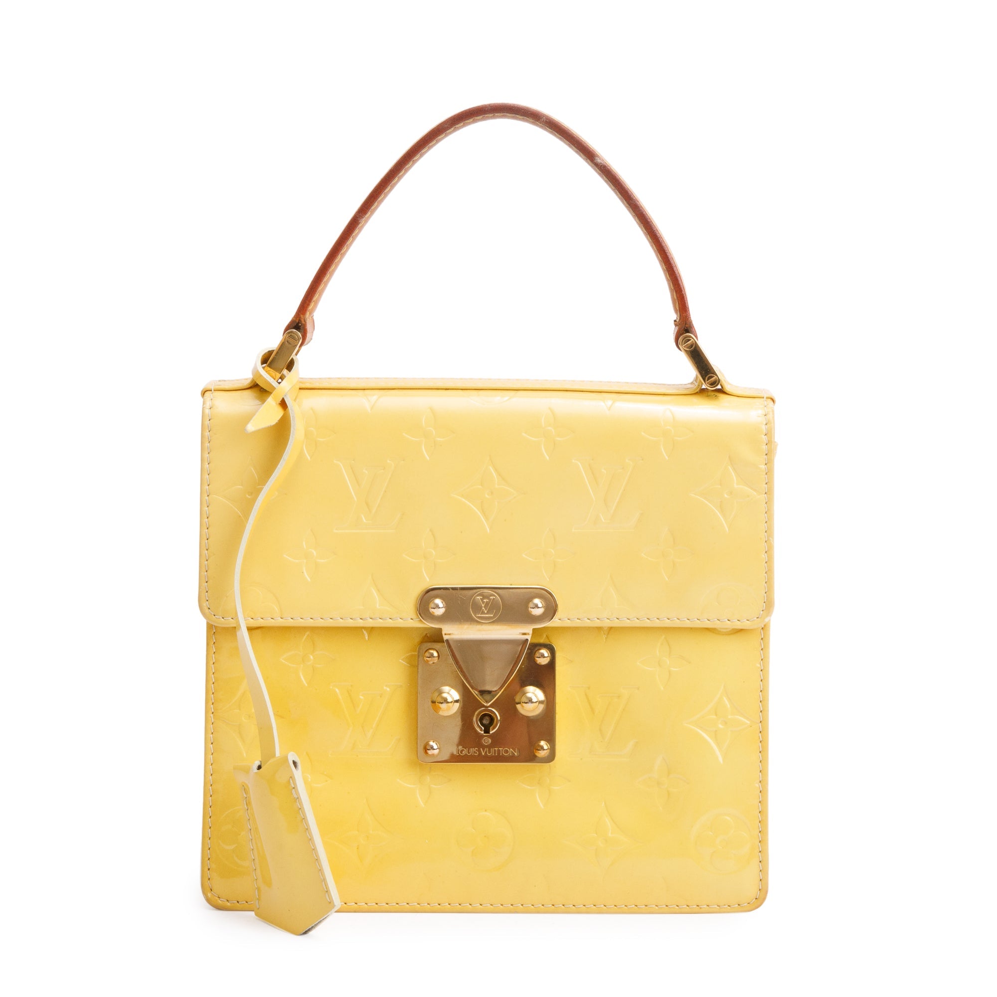 Louis Vuitton Yellow Monogram Vernis Leather Street Spring Handle Bag