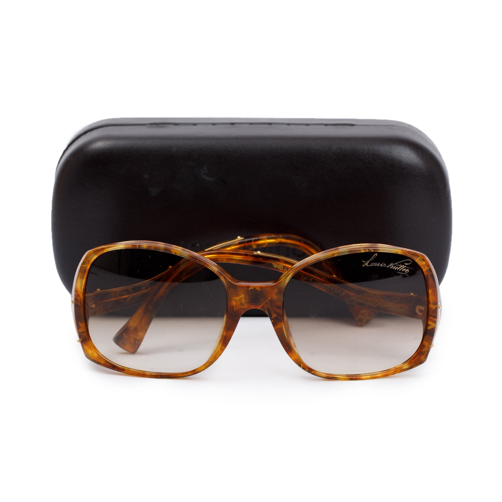 Louis Vuitton Z0205W Brown Havana Monogram Acetate Gina Oversize Sunglasses w/ Case