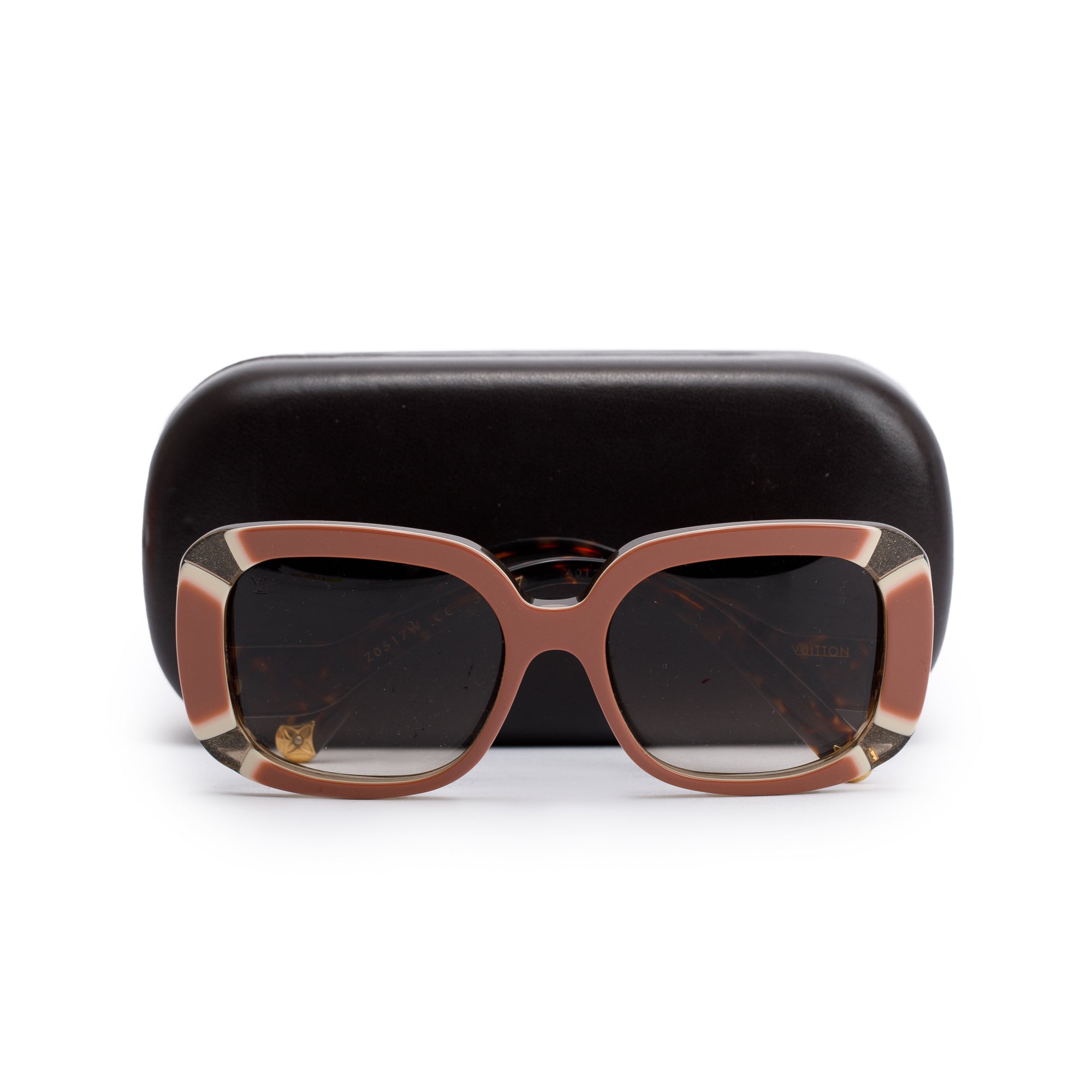 Louis Vuitton Z0517W Brown Havana & Pink Acetate Anemone Oversize Sunglasses w/ Case
