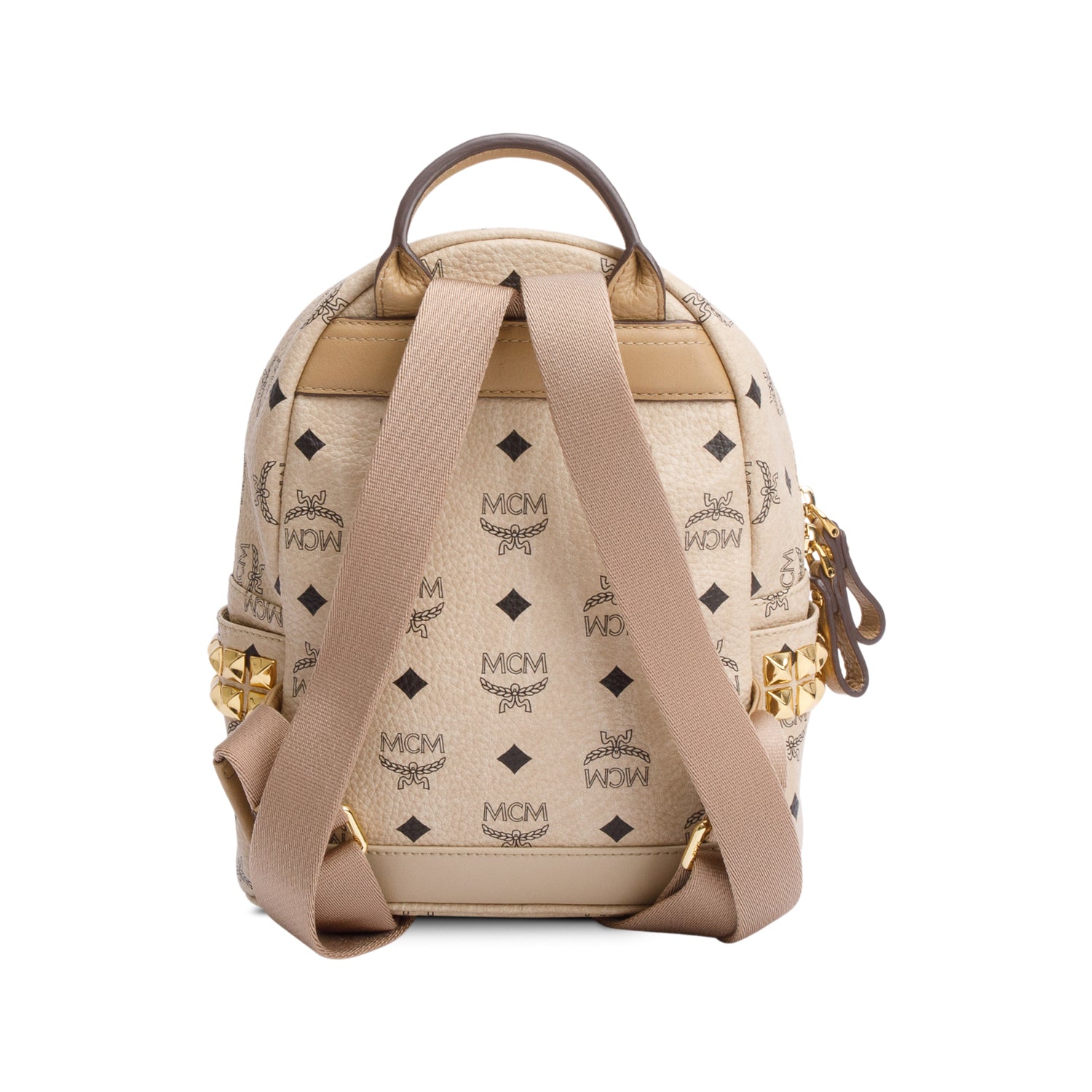 MCM Beige Visetos Side Studs Mini Stark Backpack