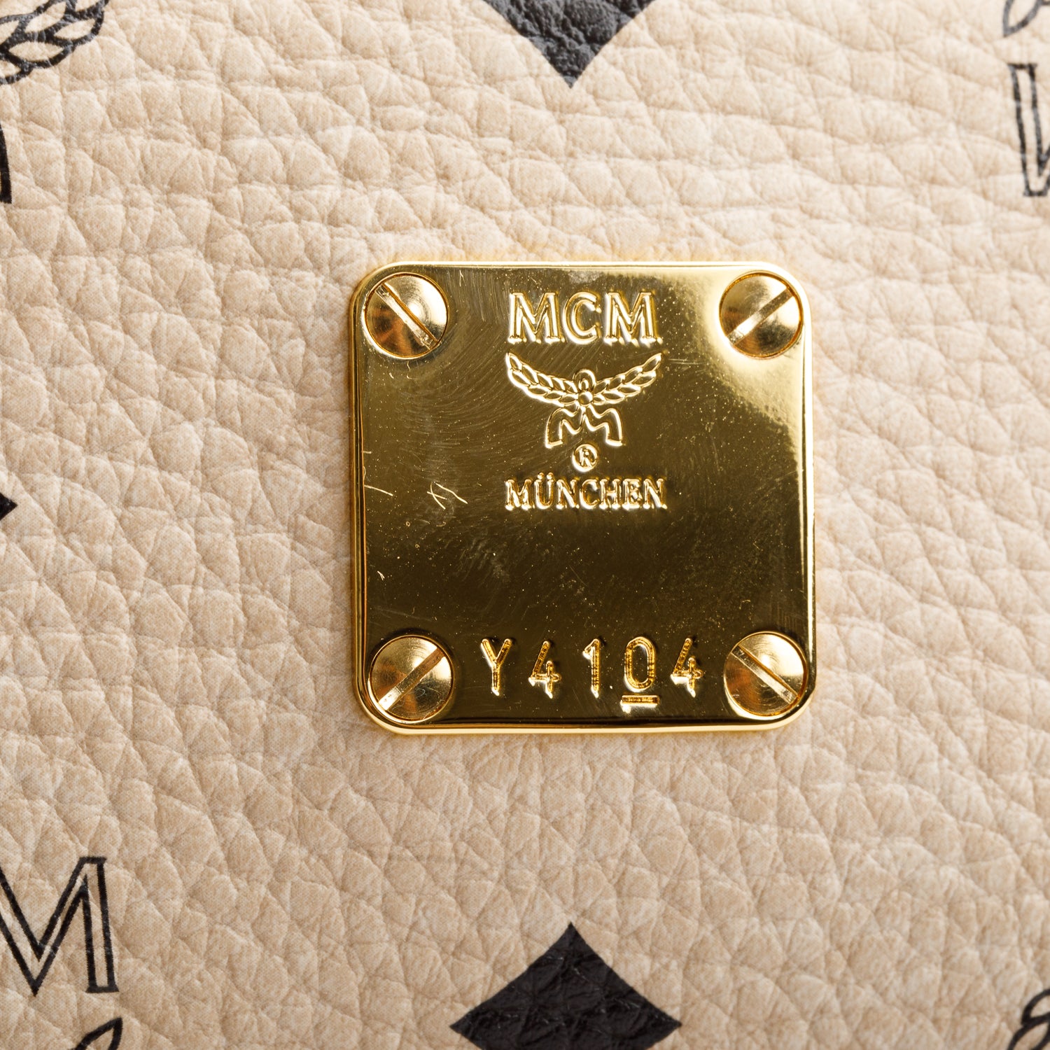 MCM Beige Visetos Side Studs Mini Stark Backpack