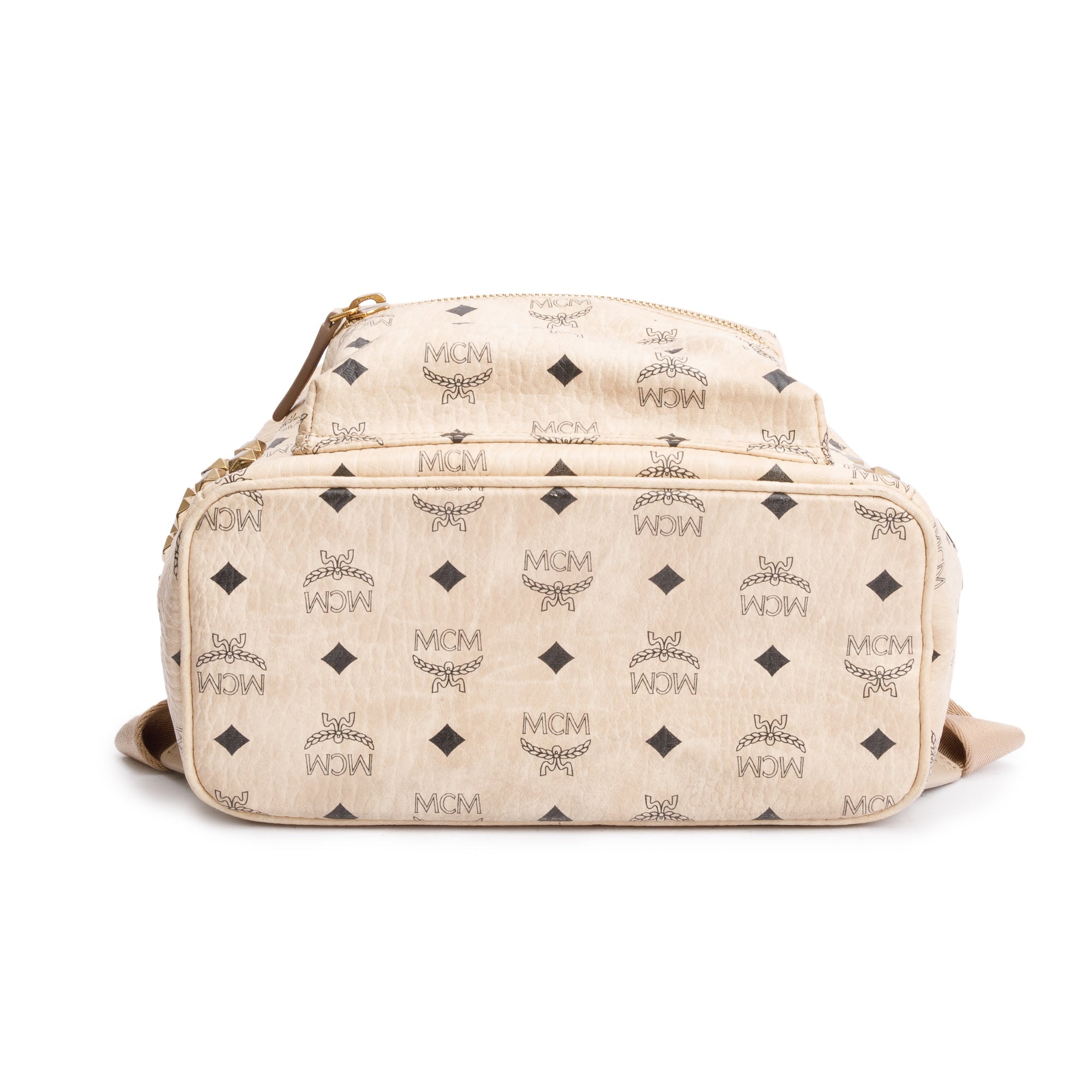 MCM Beige Visetos Side Studs Small Stark Backpack