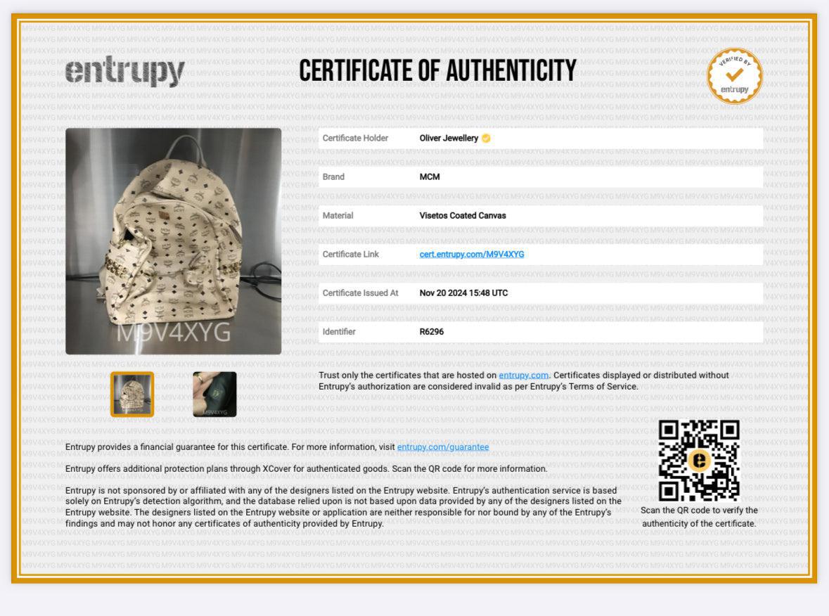 MCM Beige Visetos Stark Side Studs Medium Backpack